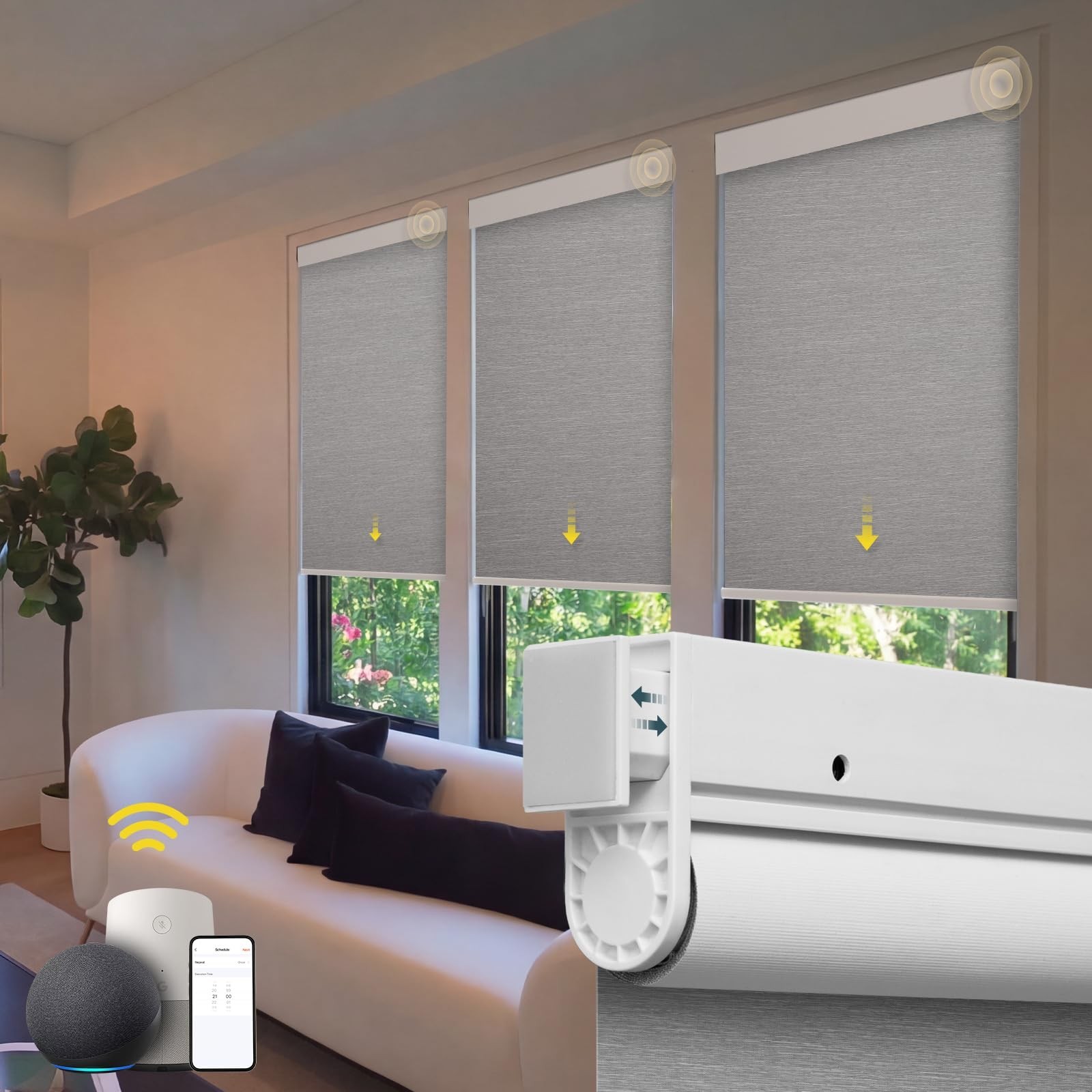 Hapadif Motorized Blinds No Drill Automatic Blinds Windows Cordless Roller