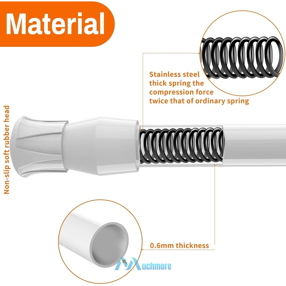 2 Pack Spring Tension Curtain Rods 23-43 Inches, White Spring Loaded Curtain Rod