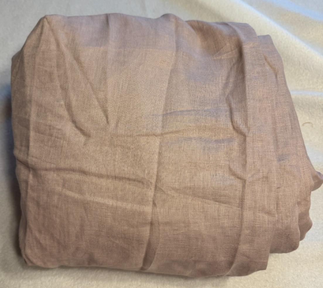QUINCE European Linen True Blackout Curtain Panel 96×108 Blush Pink