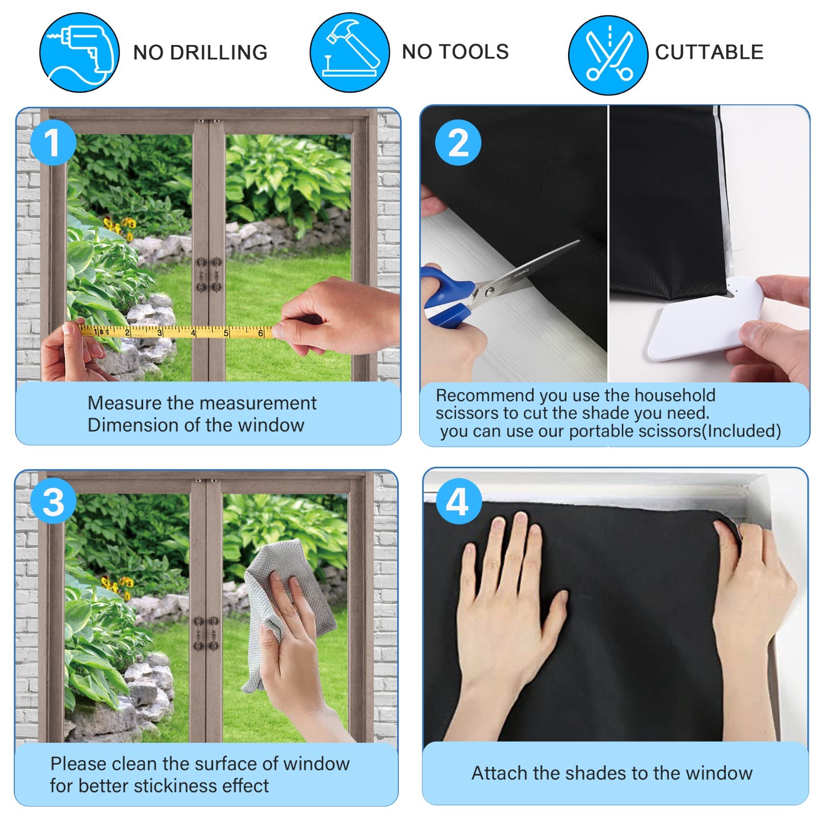 Portable Blackout Shades (71″ x 57″) Travel Window Blackout Curtains Room Blinds