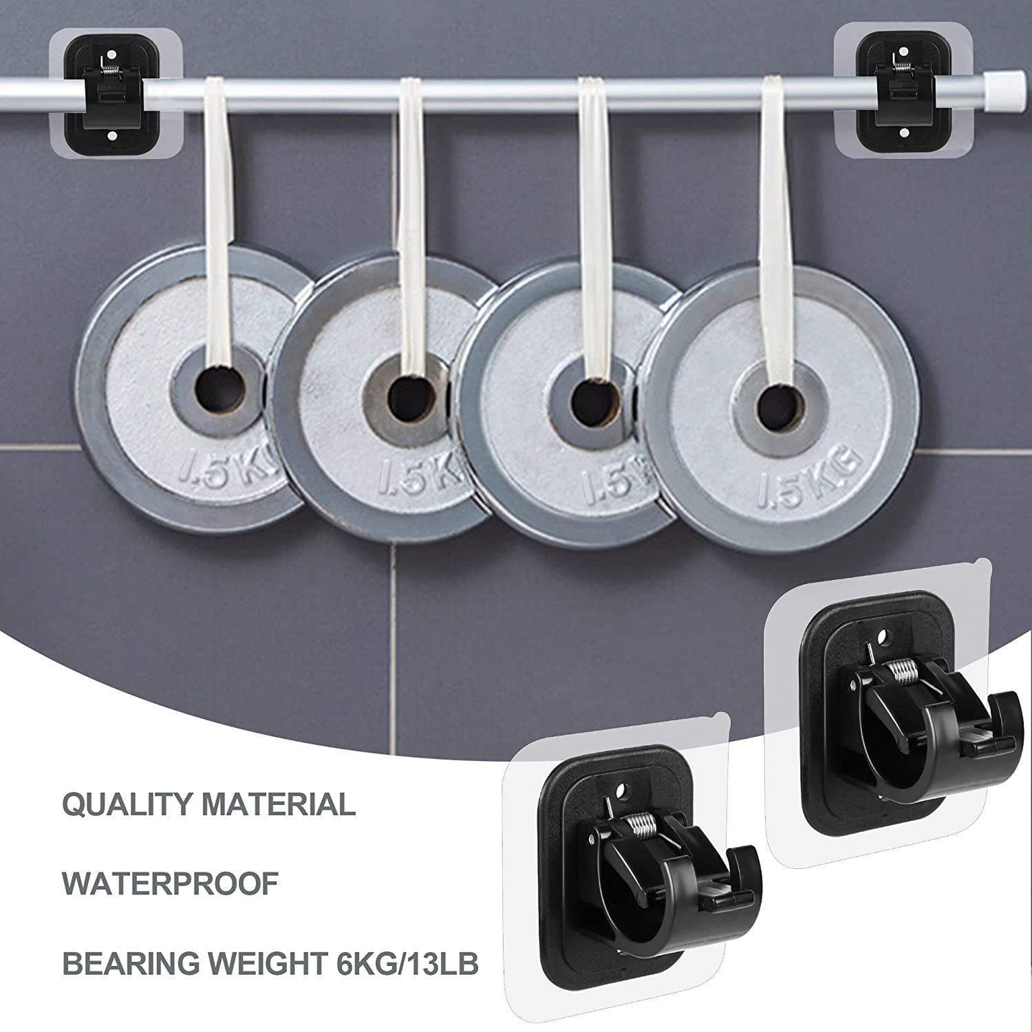 14PCS No Drill Curtain Rod Brackets No Drilling Self Adhesive Curtain Rod Holder