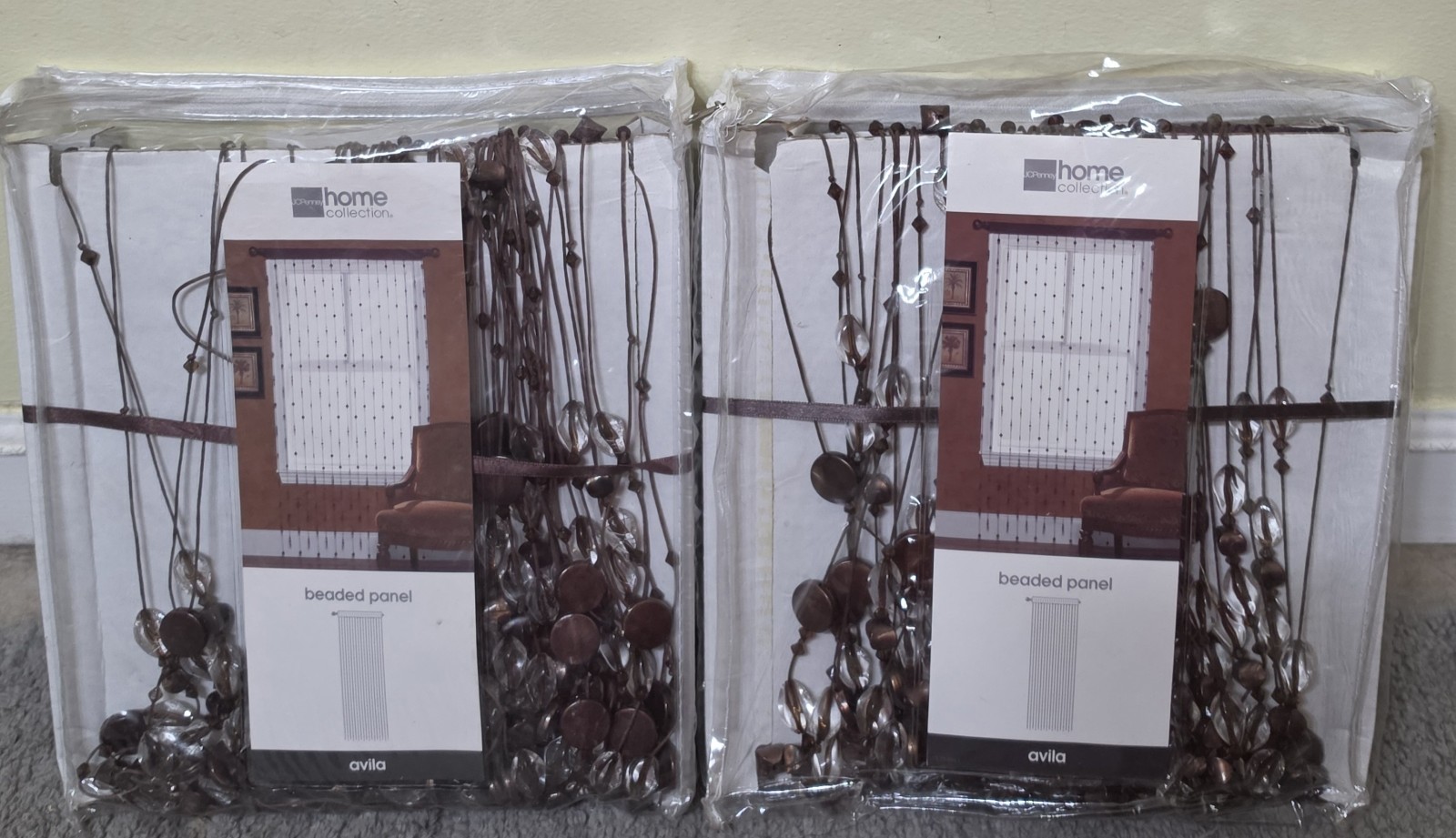 JCPenney Home Collection 42″ x 84″ Brown Multi Beaded Panel Rod Pocket – Avila