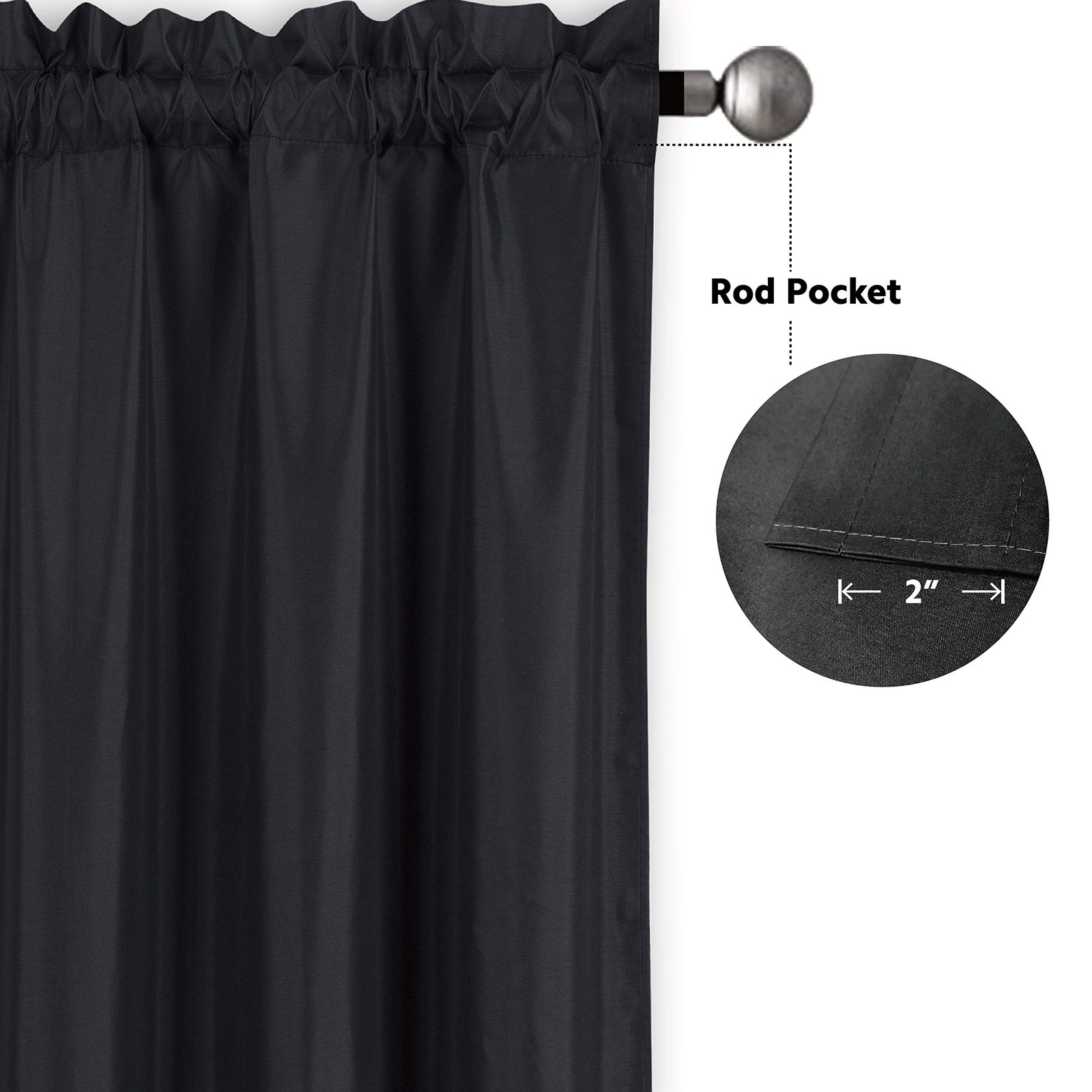 Triple Weave Blackout Curtain Panel, 58W x 34L inches, 100% Light Blocking, N…