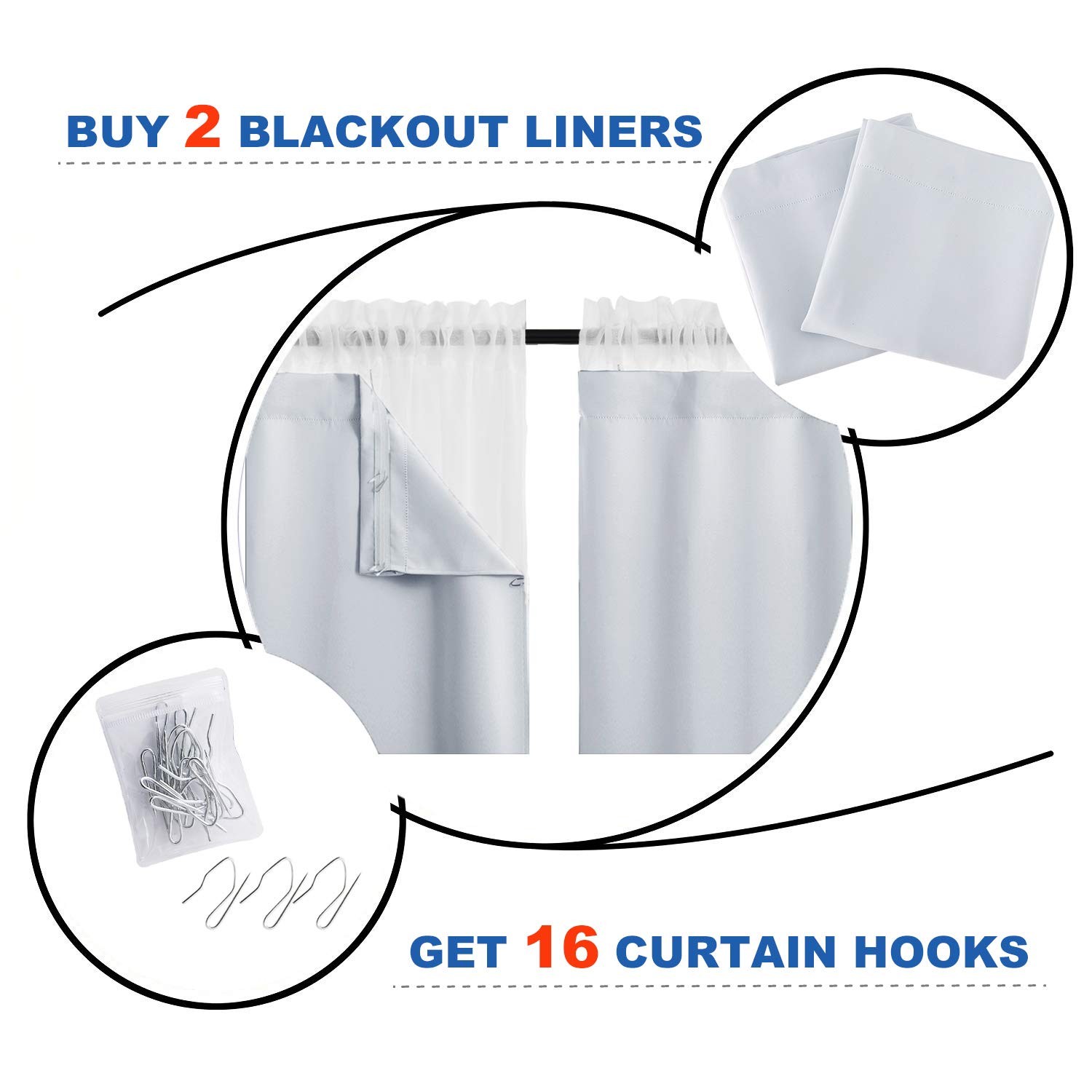 Black Out Window Curtain Liner – Thermal Insulated Blackout Drape Liners for …