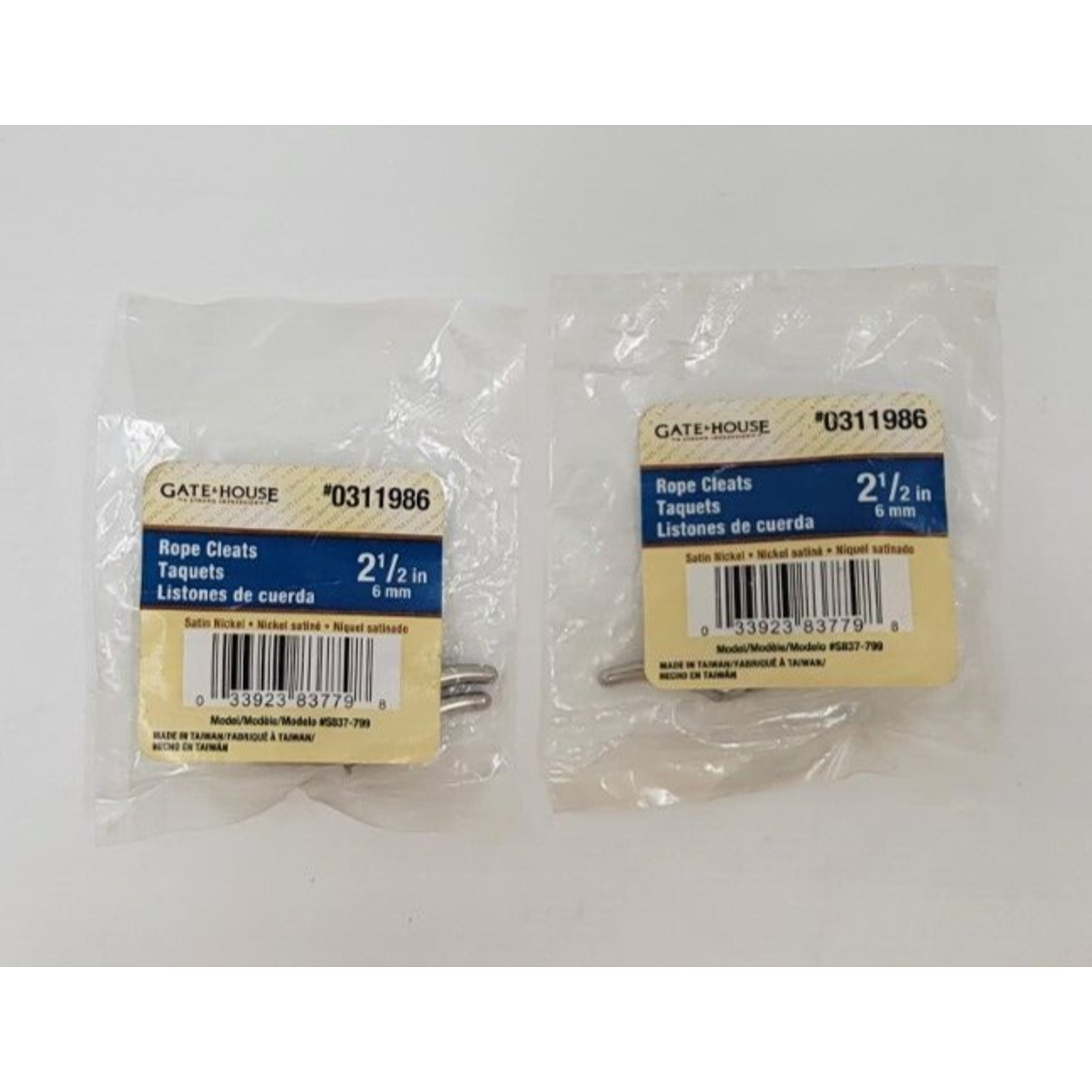Gatehouse 2 Pack Small Steel Rope Cleats 311986 Satin Nickel Holds Lot of 2