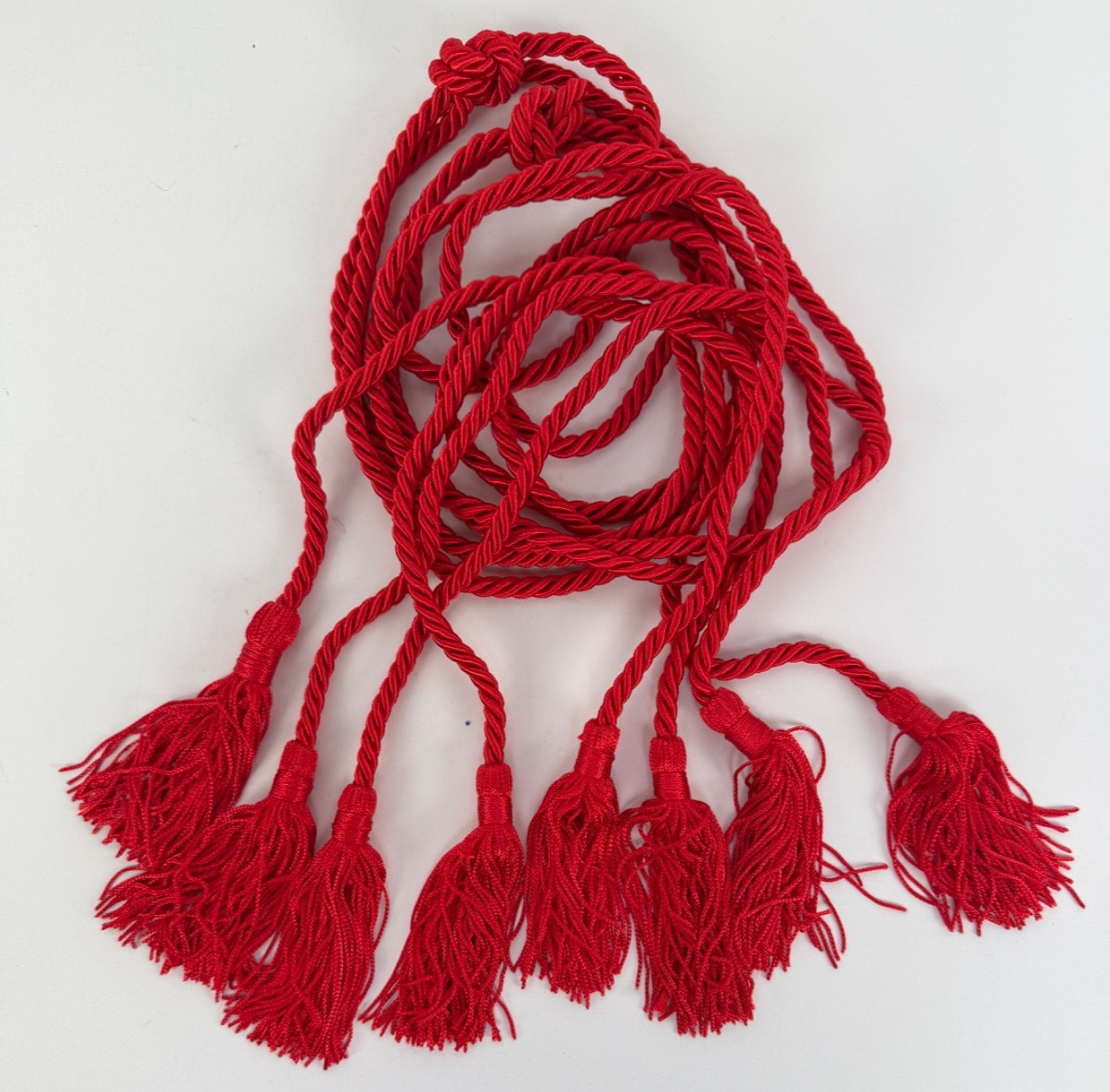 4 NOS Vtg 6 Ft Red Twisted Braided Rope Tieback W/ Tassel Boho Chic Belt