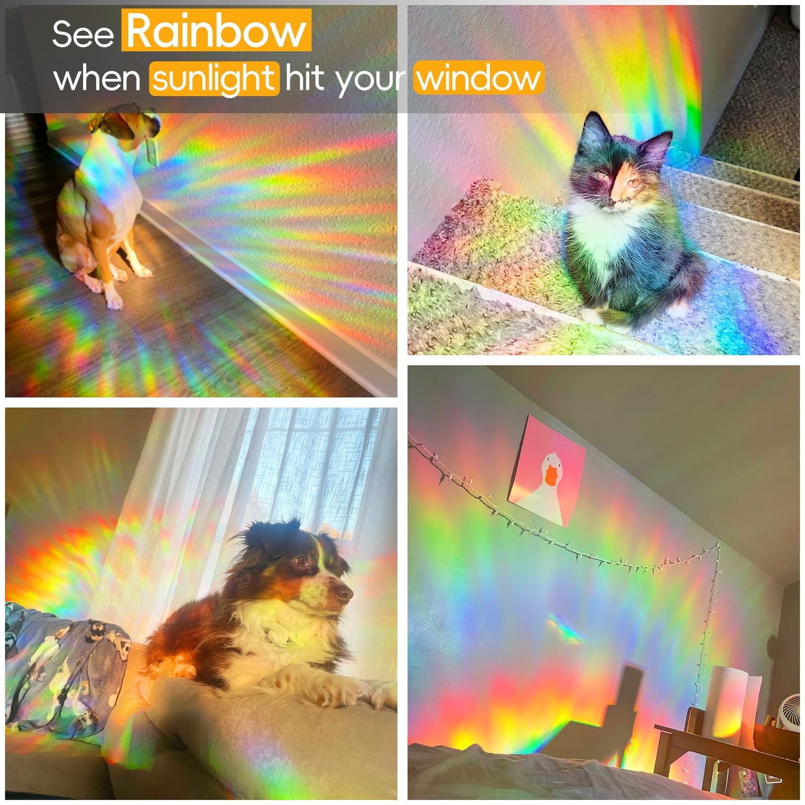 Rainbow Window Privacy Film Decorative Window Sticker, 3D Static Stained Glas…