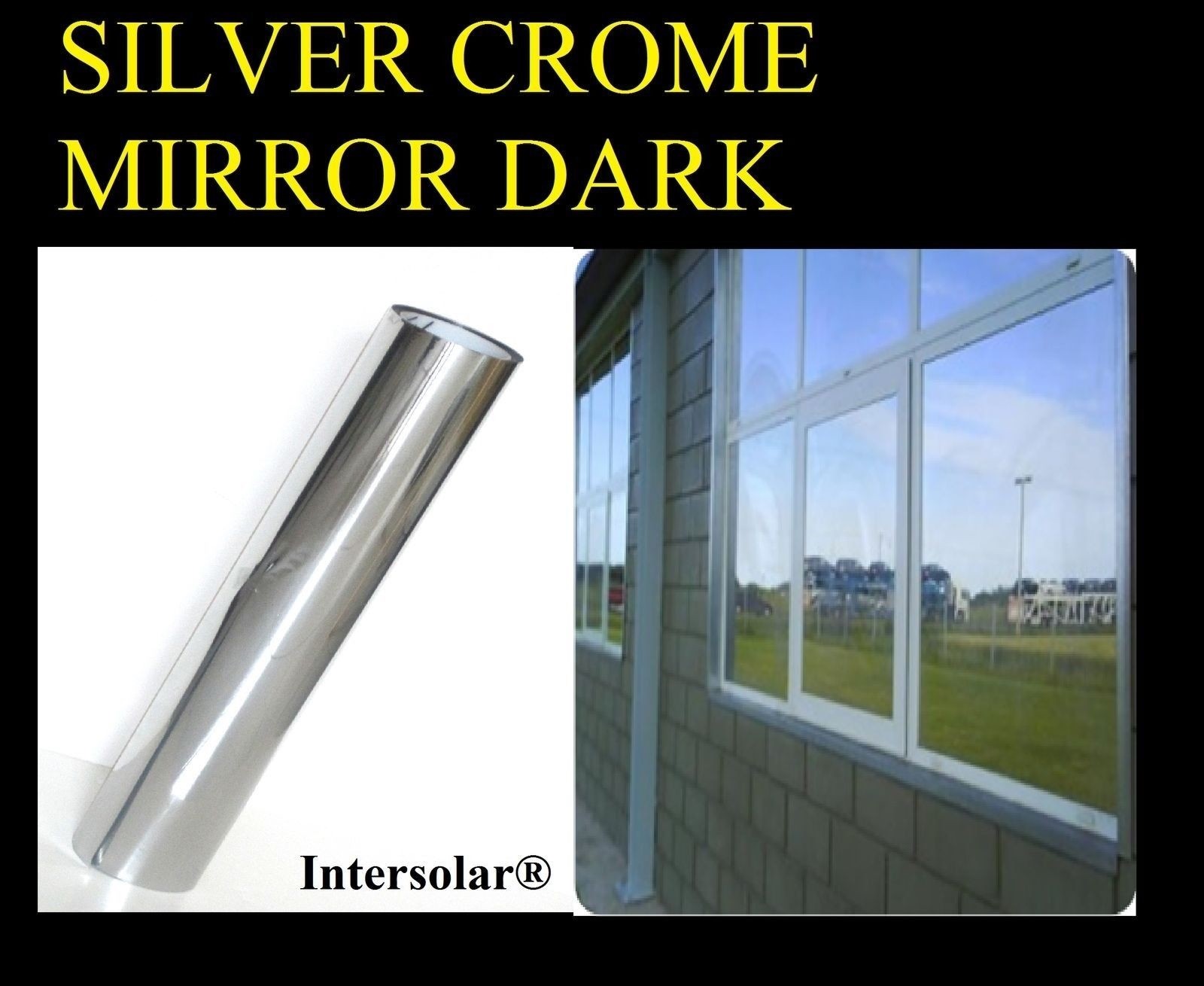48″ x50′ Home Window Tint Silver/Black Film Crome Mirror Stop Heat 2ply 05% usa