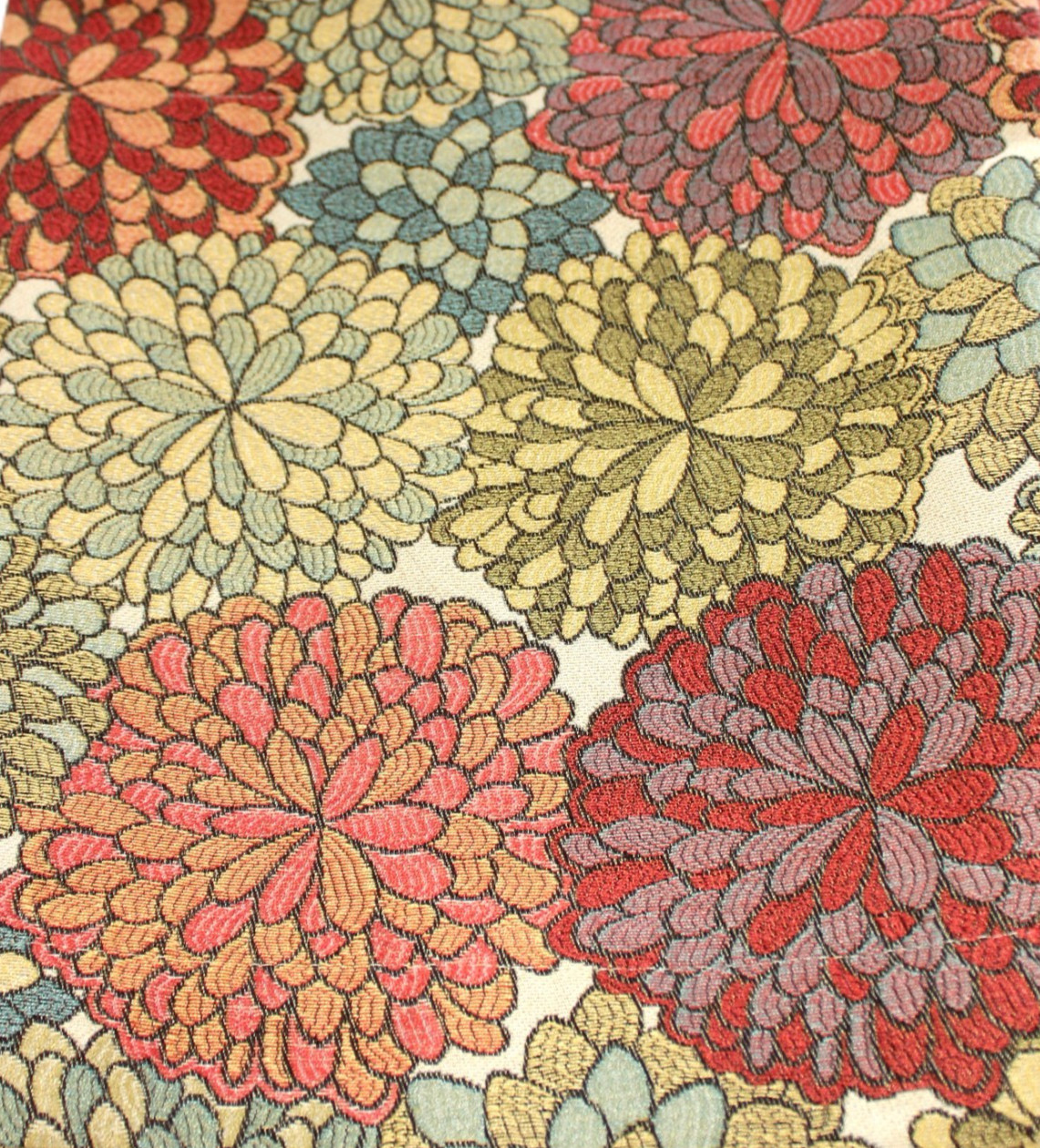 Modern Maximalist Mums Tapestry Valance 54×16 Bold Blooms Floral Woven Jacquard