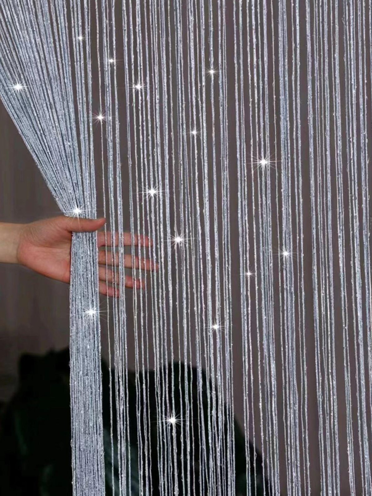 Silver Thread Beaded Curtain 100x200cm 2 Packs 4 Packs 300x300cm