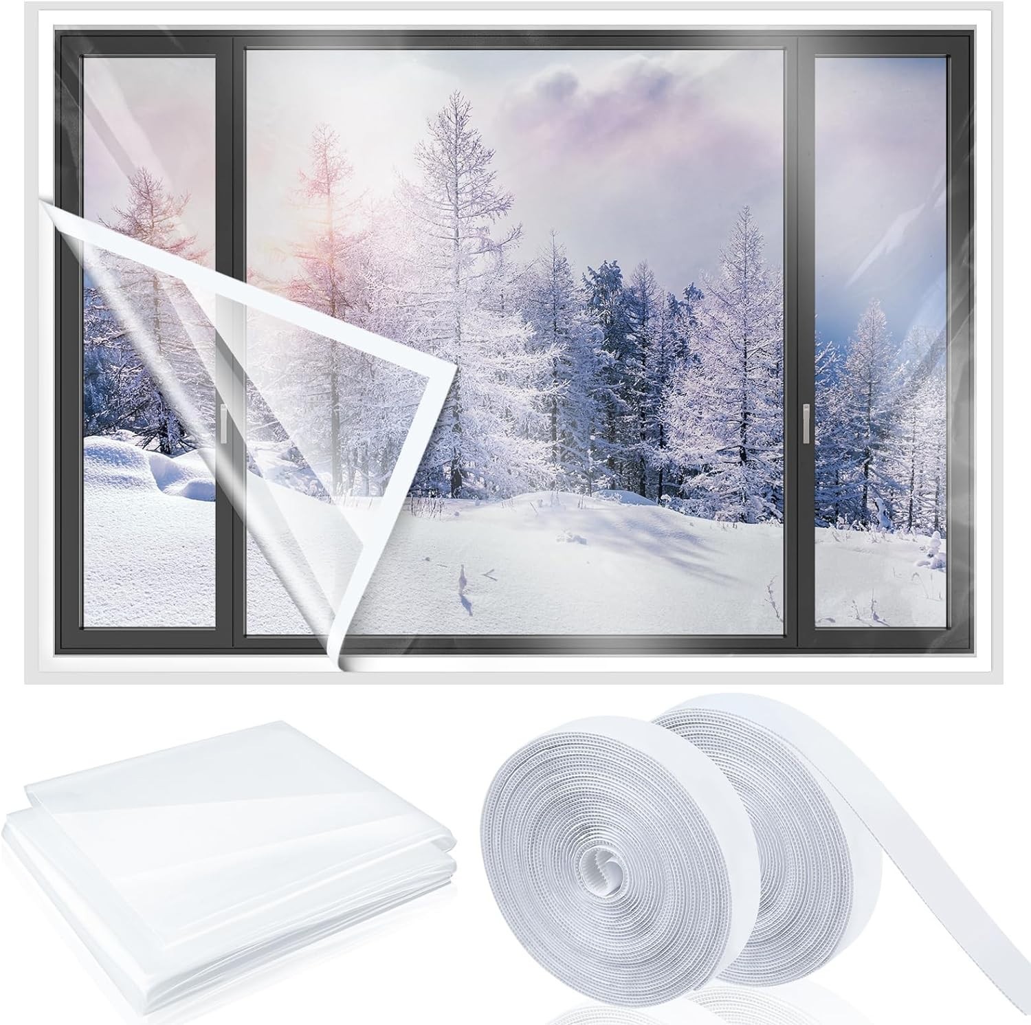 63in x 10ft Window Insulation Kit, Cuttable Transparent Film with Tape .