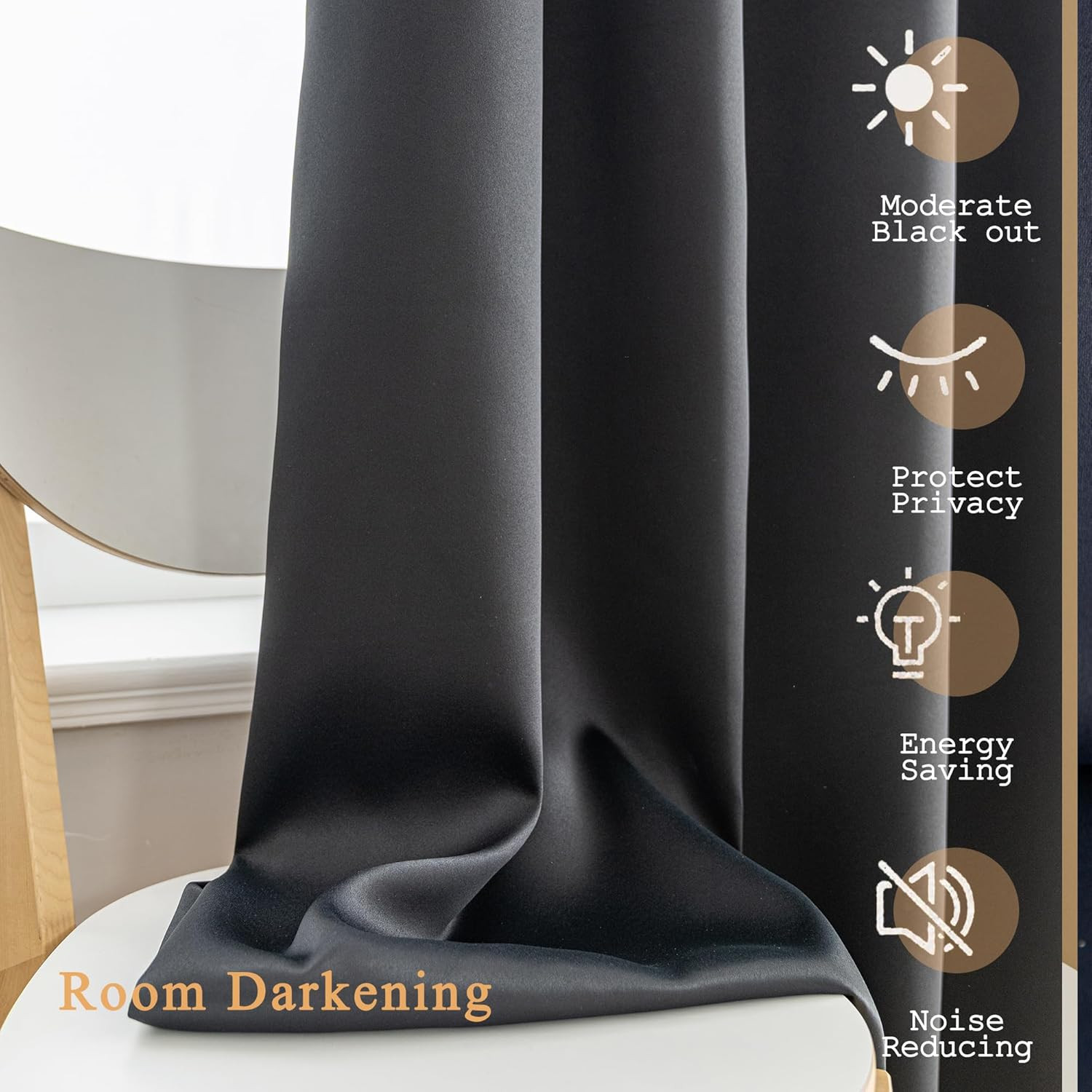 Extra Long 168″ Blackout Curtains for High Ceilings & Tall Windows – Black