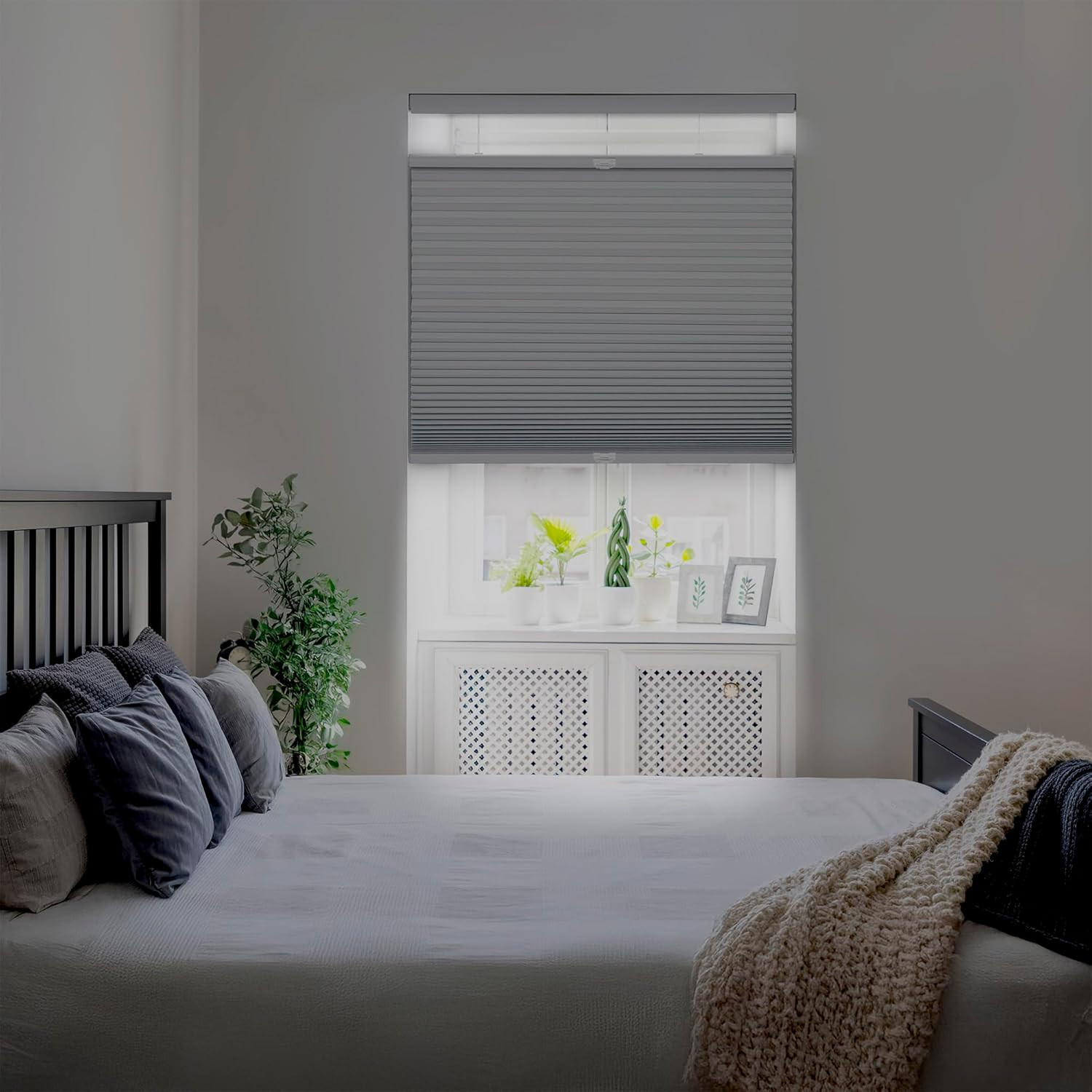 Cordless Blackout Cellular Shade 62″ W x 72″ H Gray Cloud