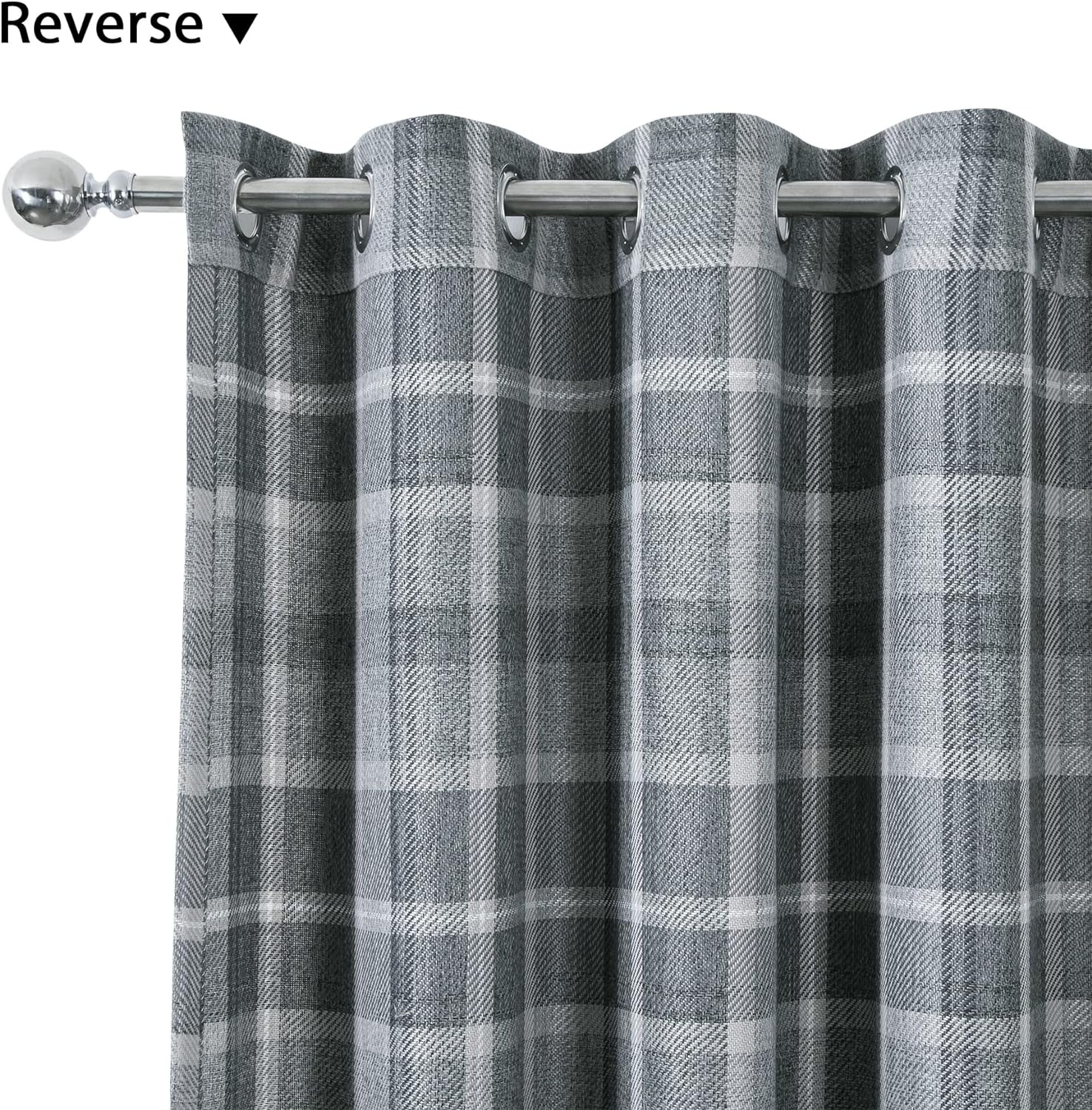 Modern Grey Plaid Tartan Curtains 54×95″ – Classic Window Drapes, 2 Panels