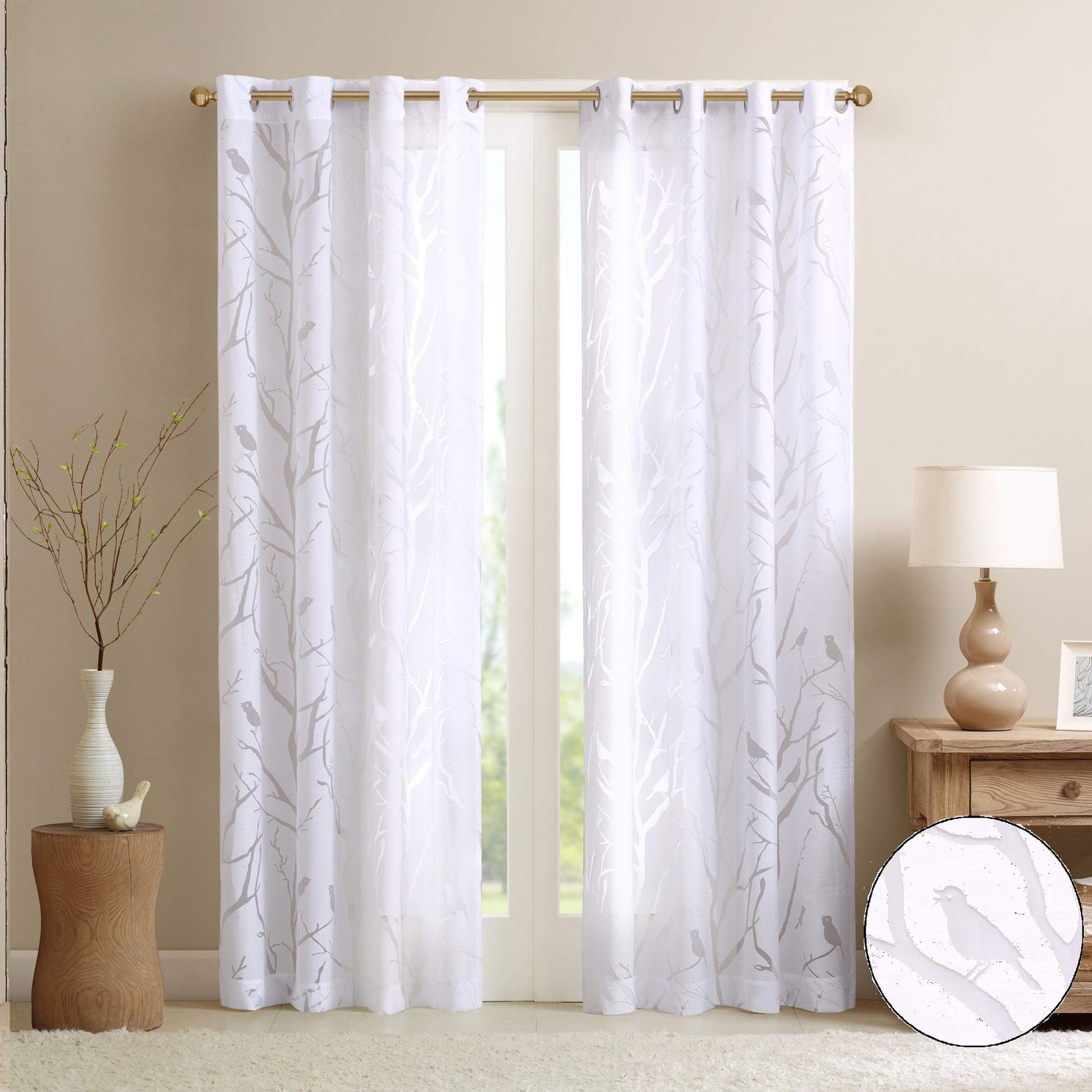 Madison Park Semi Sheer Single Curtain Modern Contemporary Botanical Print Out