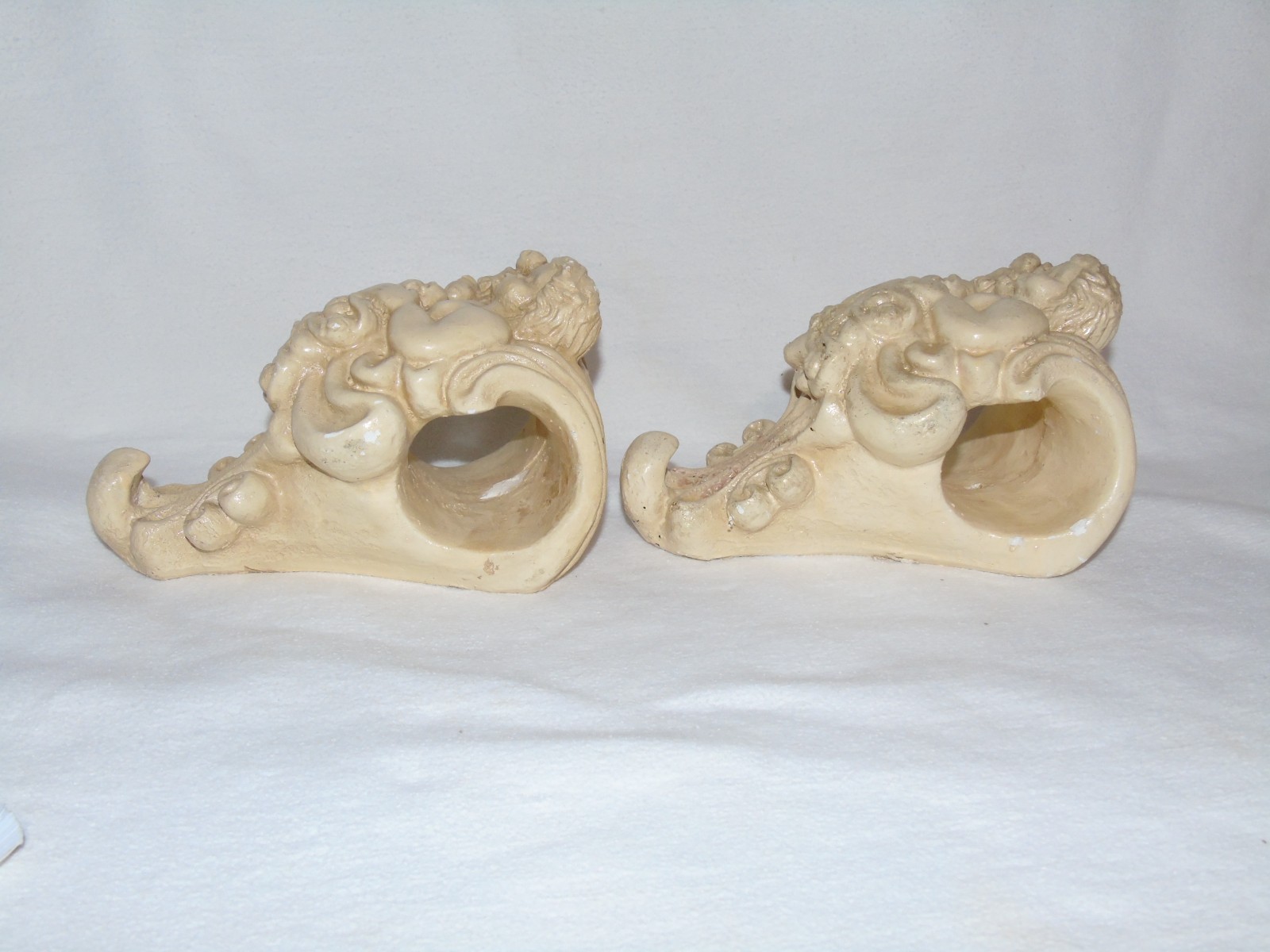 2 Shabby Chic Cherub Curtain Rod Holders/Supports Mexico Vintage