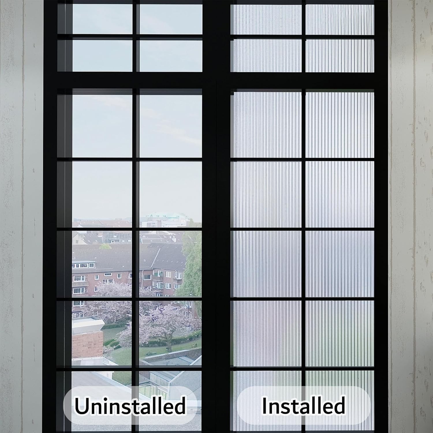 VELIMAX 1/2-Inch Reeded Glass Window Film, Frosted Reeds Window Film, Window Pri