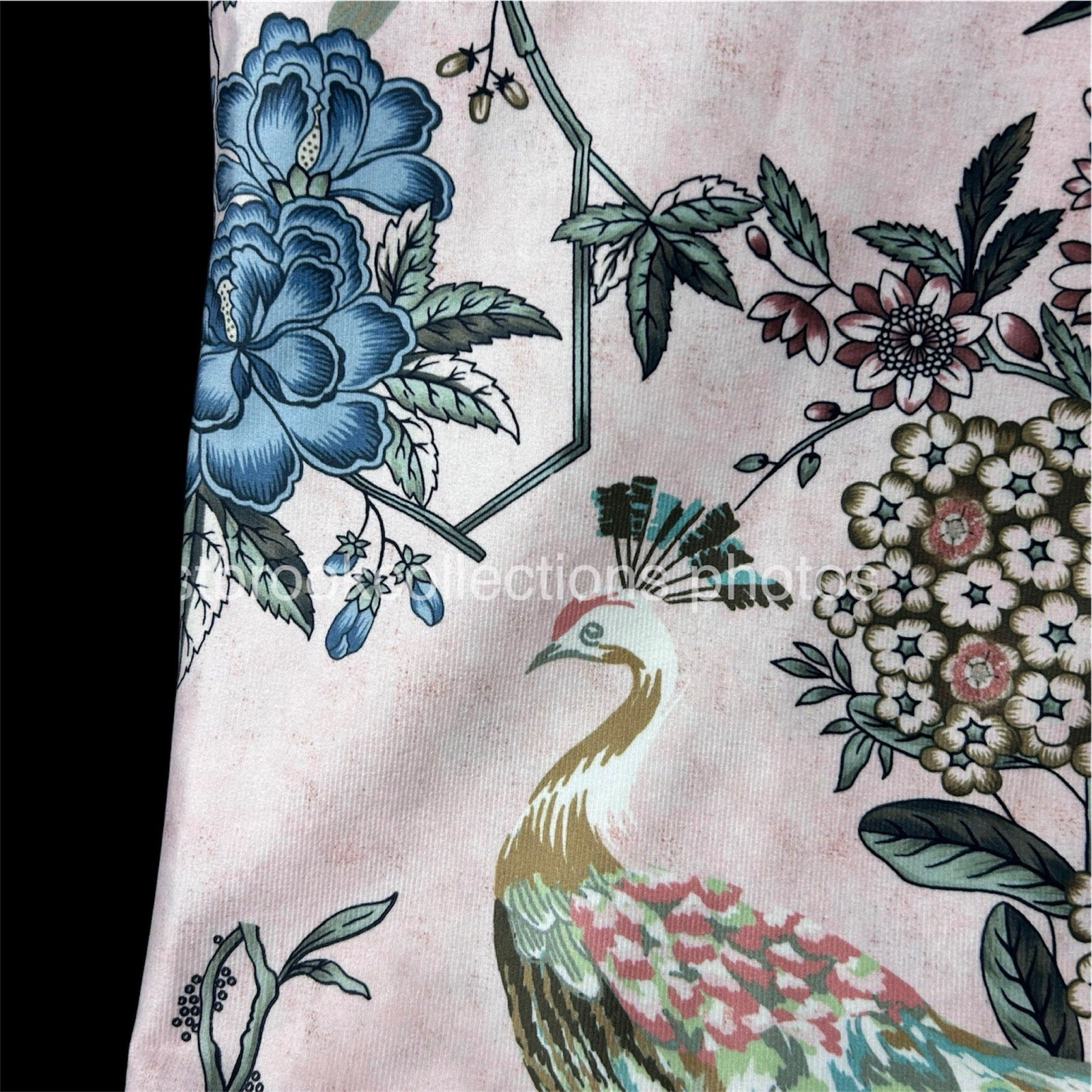 Callisto Home PEACOCK FLORAL Window Curtains 2 Panel Set Each 38×96″ LIGHT BLUSH