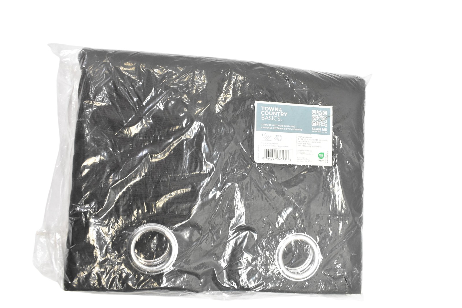Town & Country Basics Panels Made To Measure Black Grommet Water-Repellent