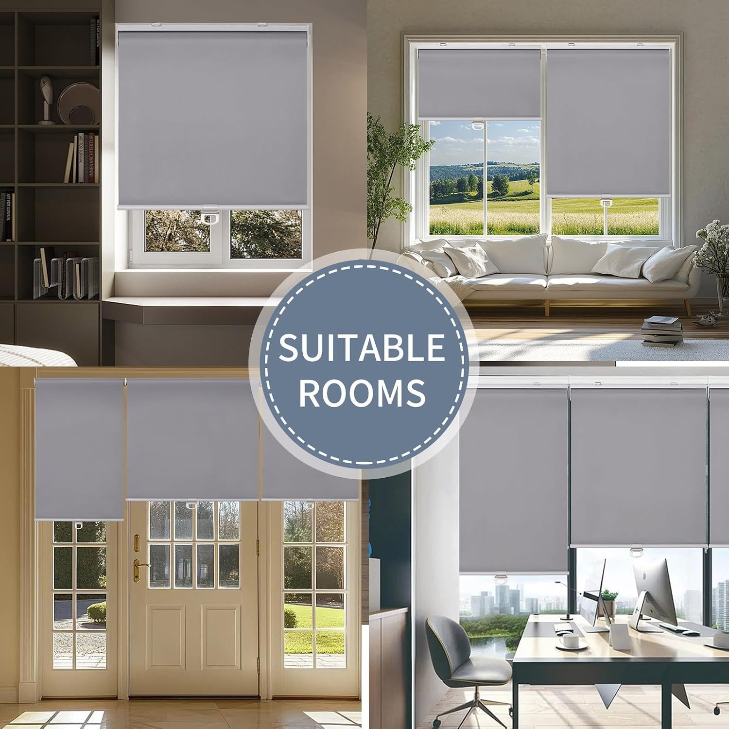 Cordless Blackout Window Roller Shades, Pull Down Spring System Indoor Blinds…