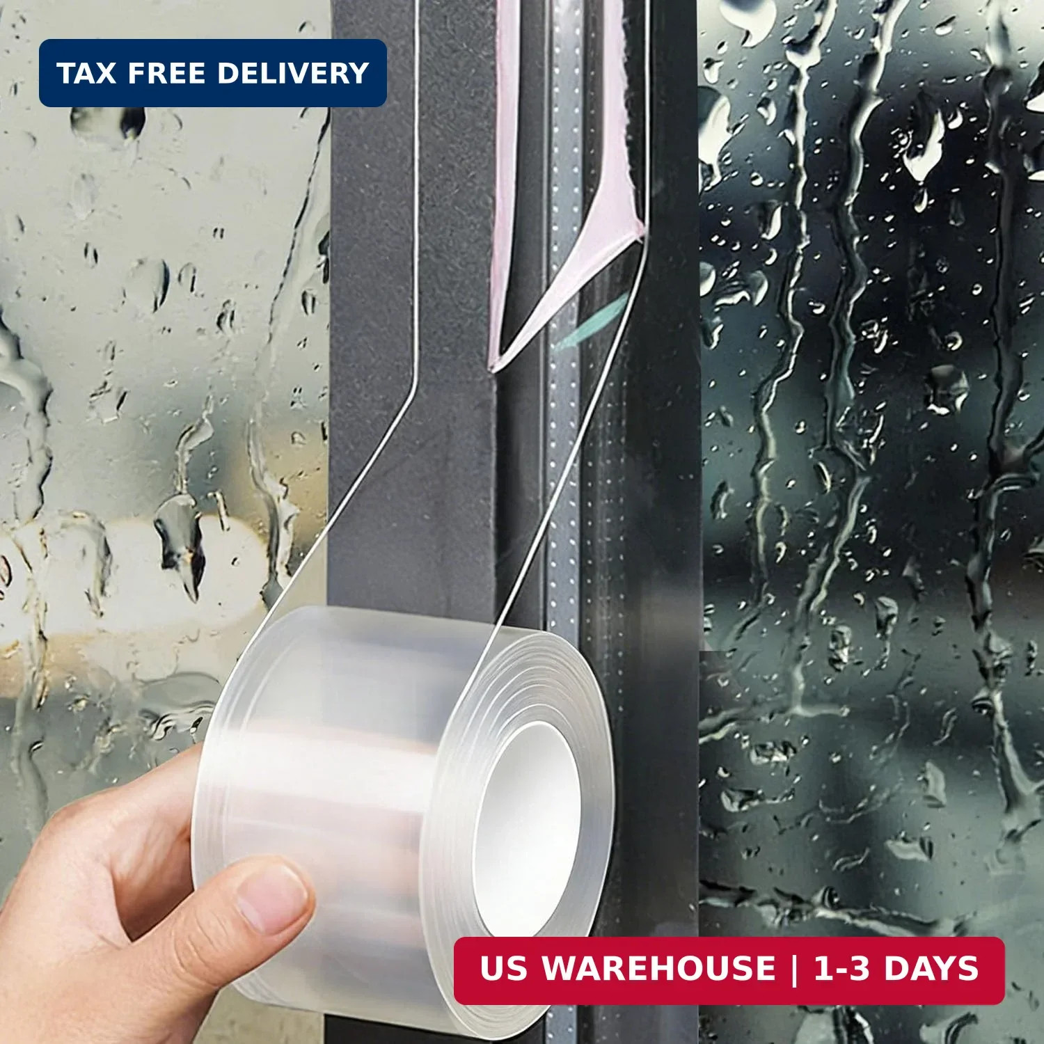 Window Sealing Tape 2 Inch x 33 FT Transparent Window Draft Insulation Residue-F