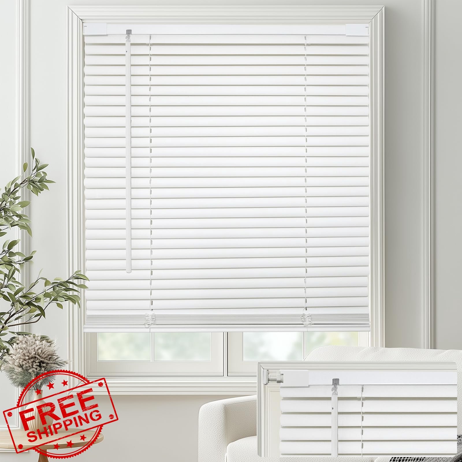 MYshade 30.5″x64″ White Cordless Blinds