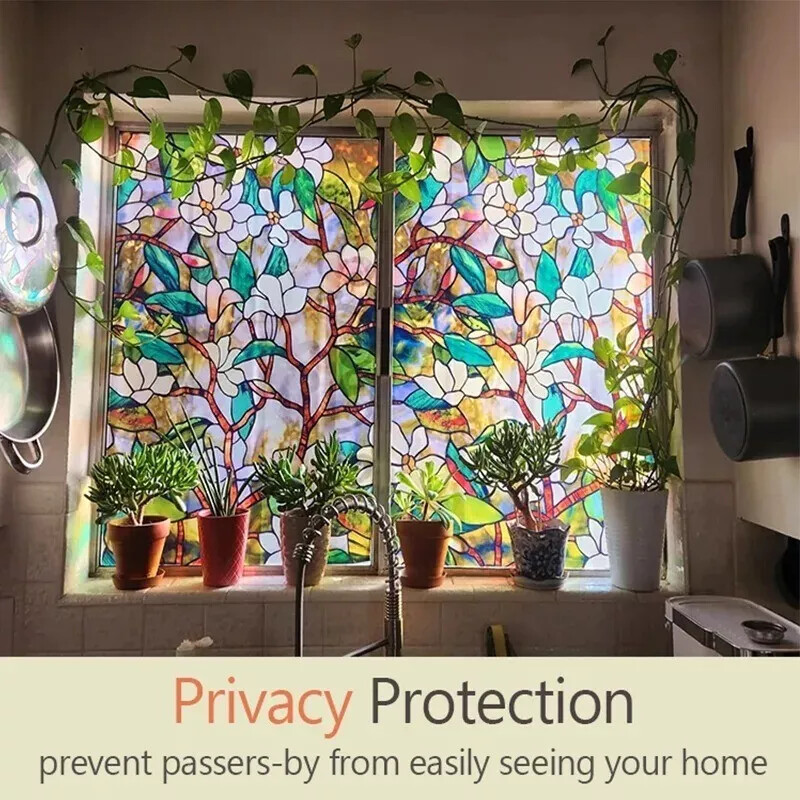 Window Film Stained Glass Vinyl Static Self Adhesive Film Frosted Decor Sticker