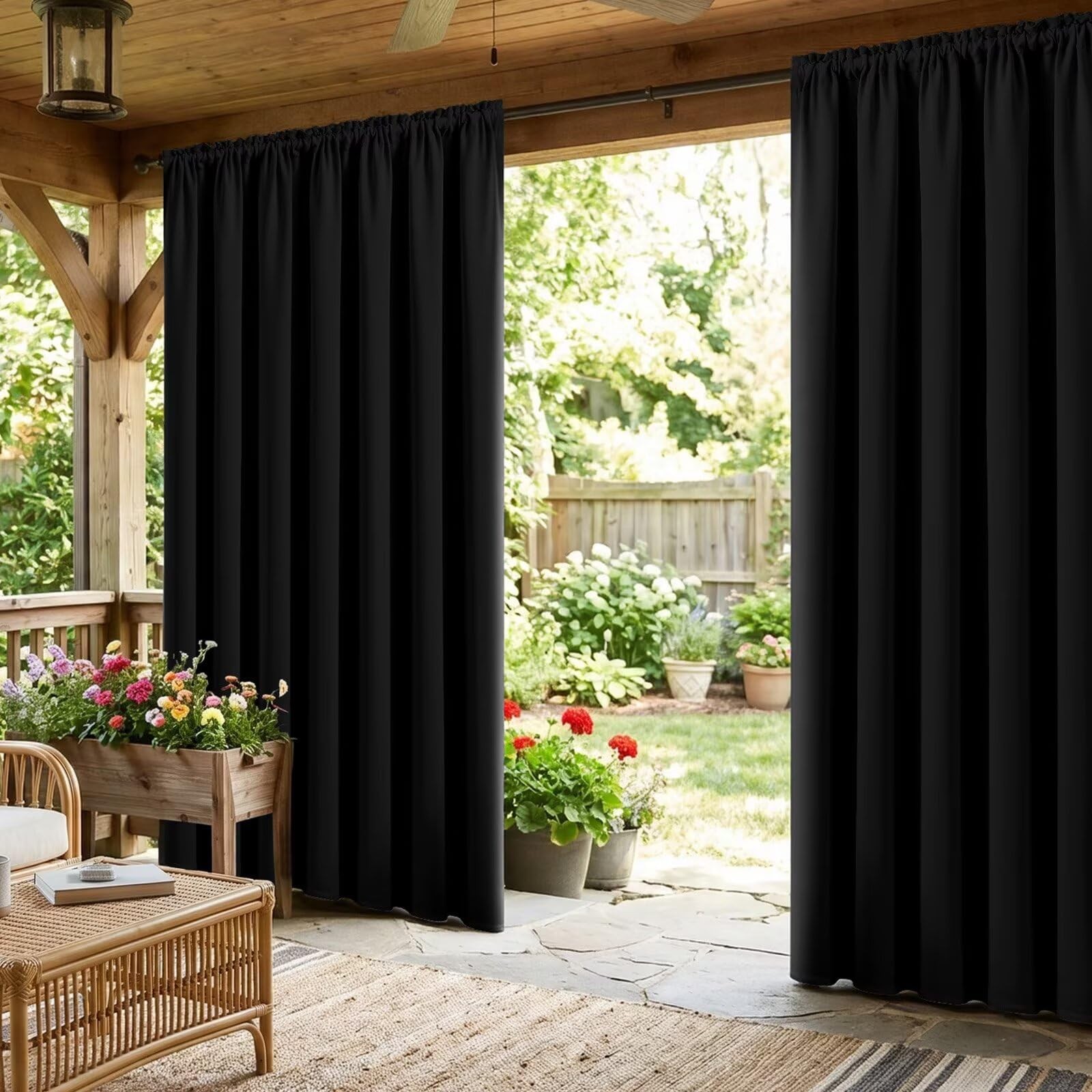 Black Blackout Curtains 84 inch Length 2 Panels Set, Rod Pocket (W52 x L84 Inch)