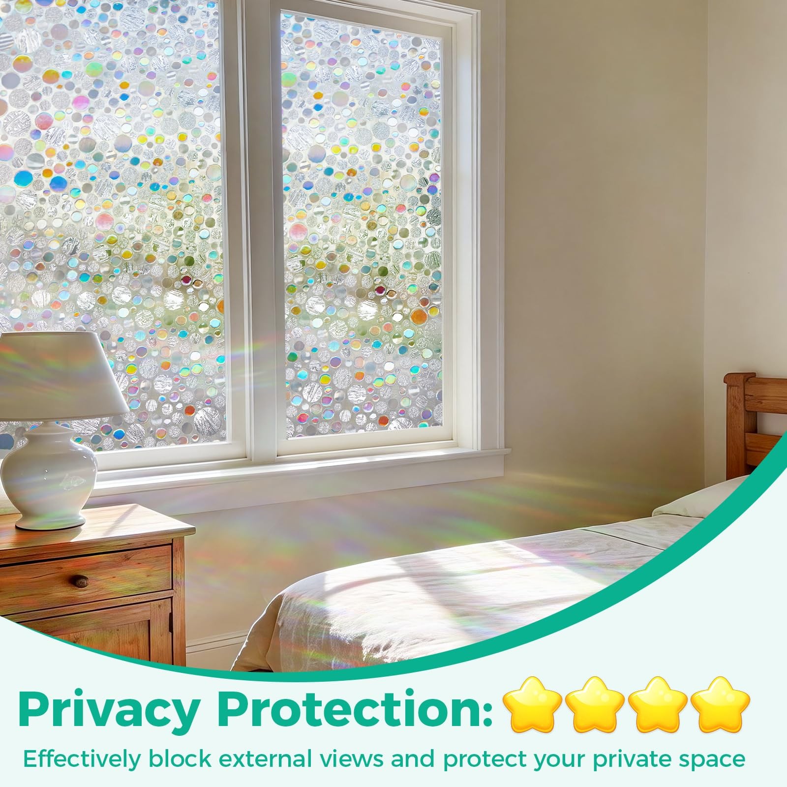ColorfulHall Stained Glass Window Film Rainbow 17.5 x 78.7 Inch,