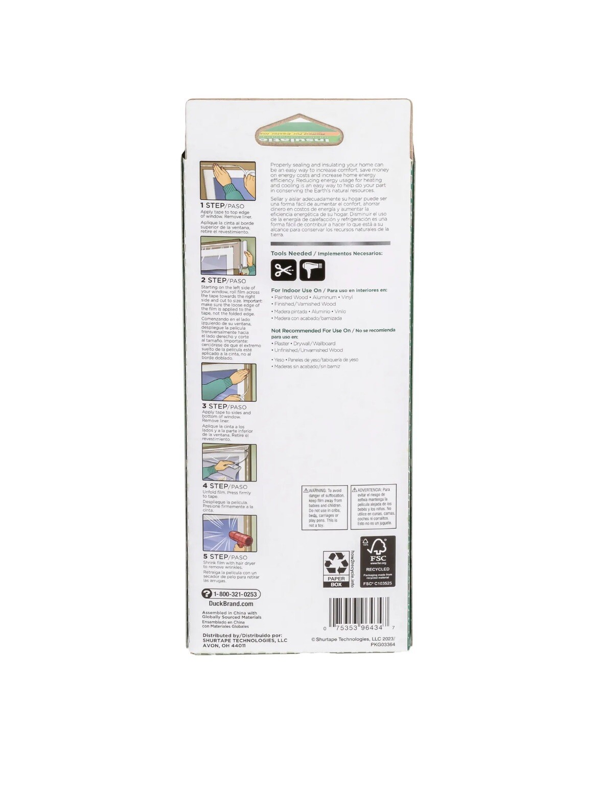 Duck Brand 62 in. x 420 in. Rolled Shrink Film Window Kit, Fits up to 10 Windows