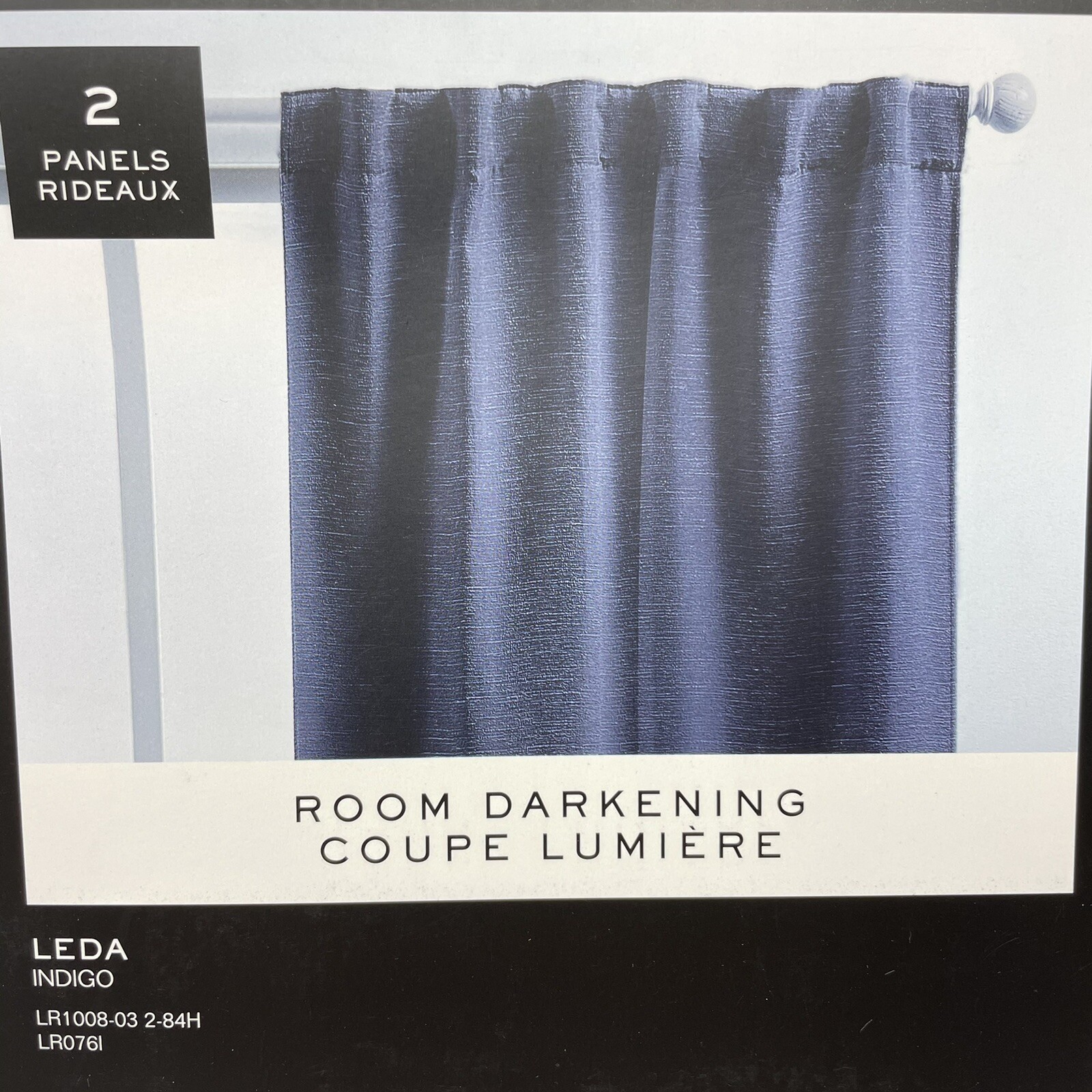Ralph Lauren LEDA Indigo 52×84 Room Darkening Window Curtains 2 Back Tab Panels
