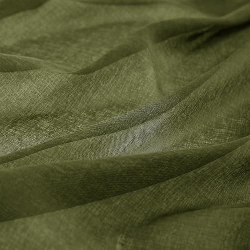 2 Panels Semi Sheer Window Curtains 54″W x 84″L (Pack of 2) Olive Green