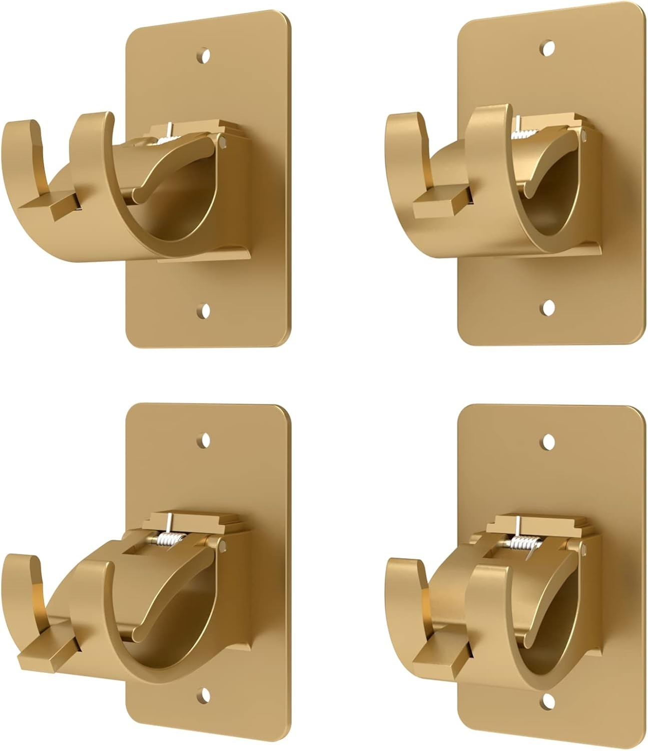 Durable Plastic Curtain Rod Holders Set of 4 Gold Self Adhesive for Various Uses