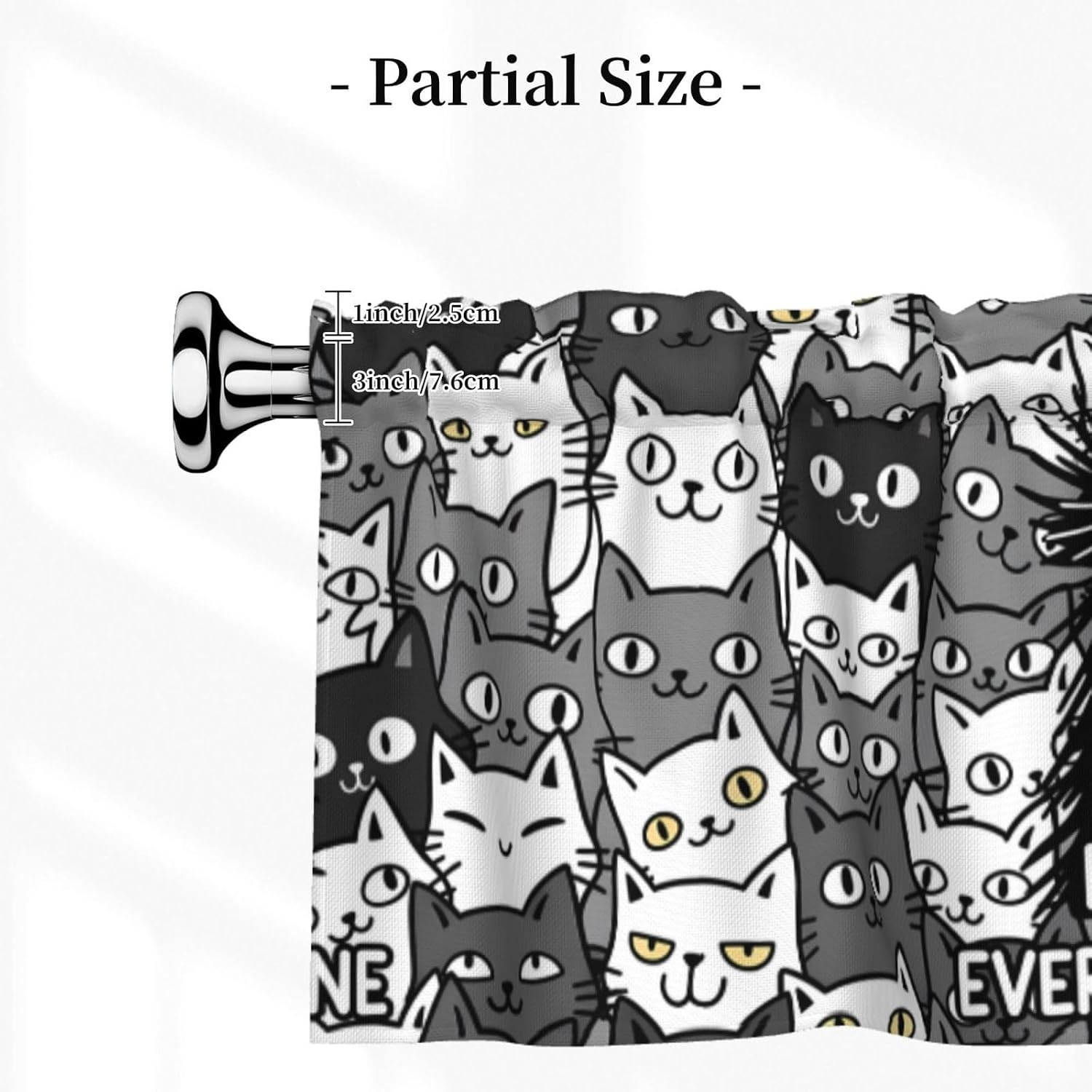 Black Cat Kitchen Curtains Rod Pocket Window Valance 54×18 Inch Decorative