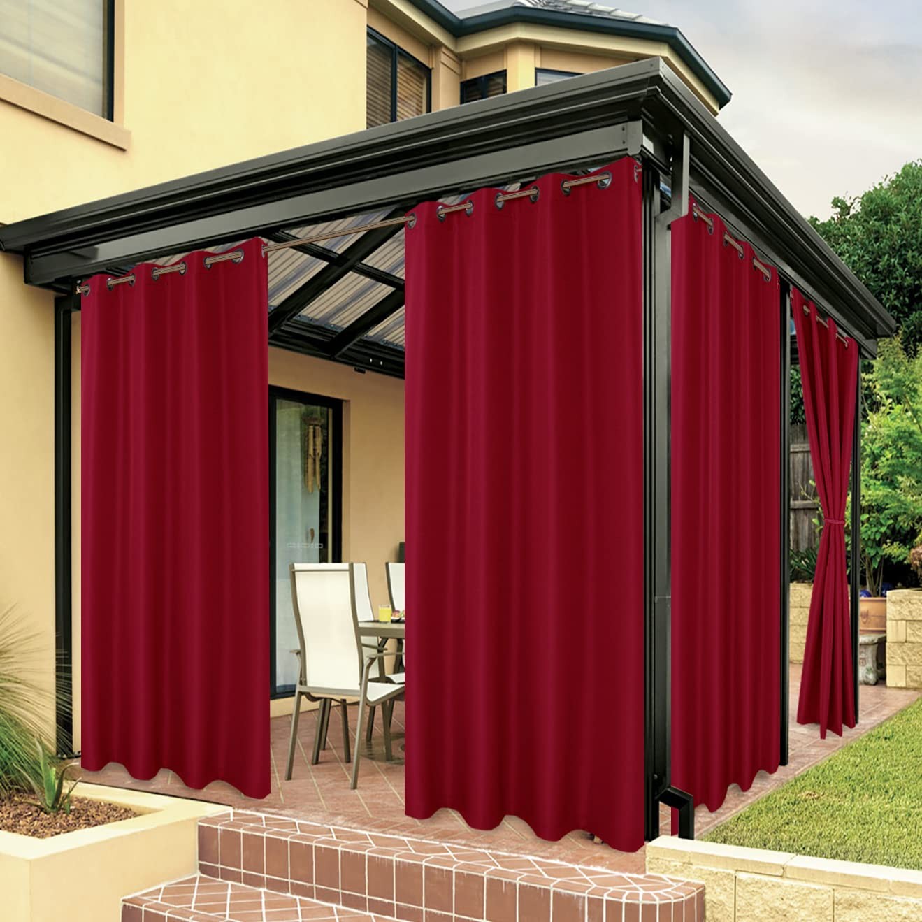 Waterproof Indoor/Outdoor Curtains for Patio Thick Privacy Grommet Curtains f…