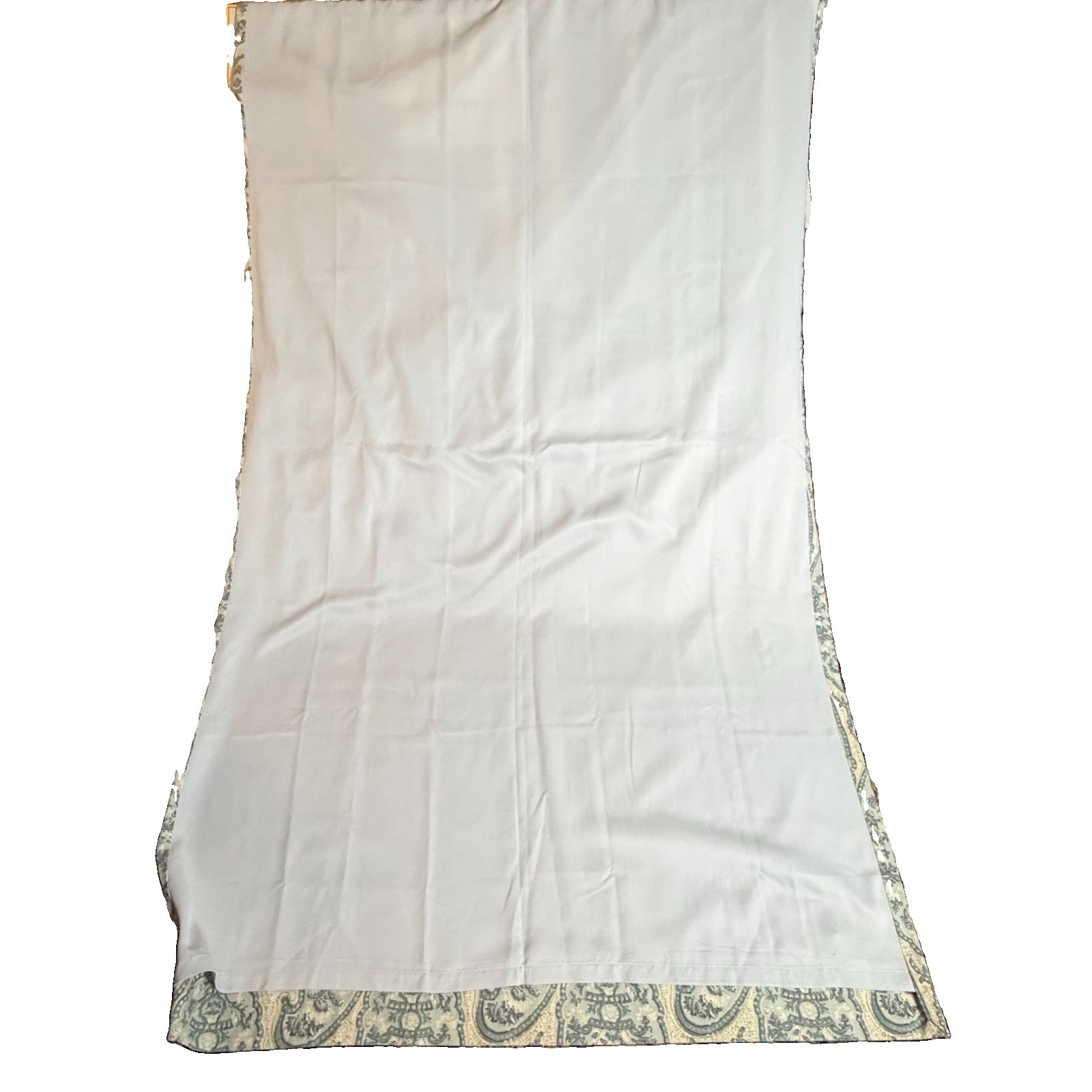 Pair Pottery Barn Blue Gray 50×84” Paisley Lined Drape Pole & Hook Top Blackout
