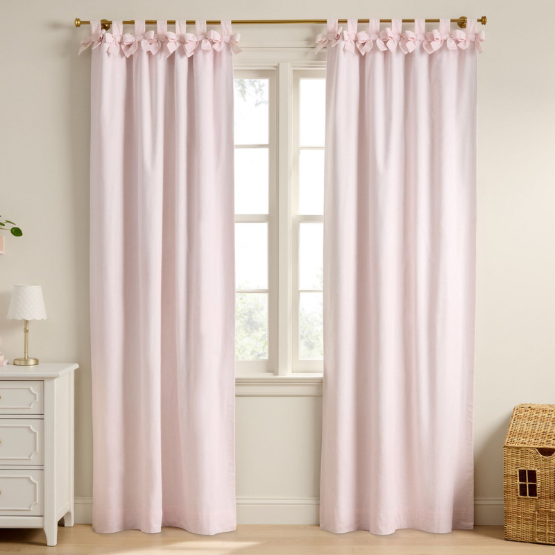 Pottery Barn Tie-Top Eyelet Blackout Curtain Light Pink 44″W x 96″L
