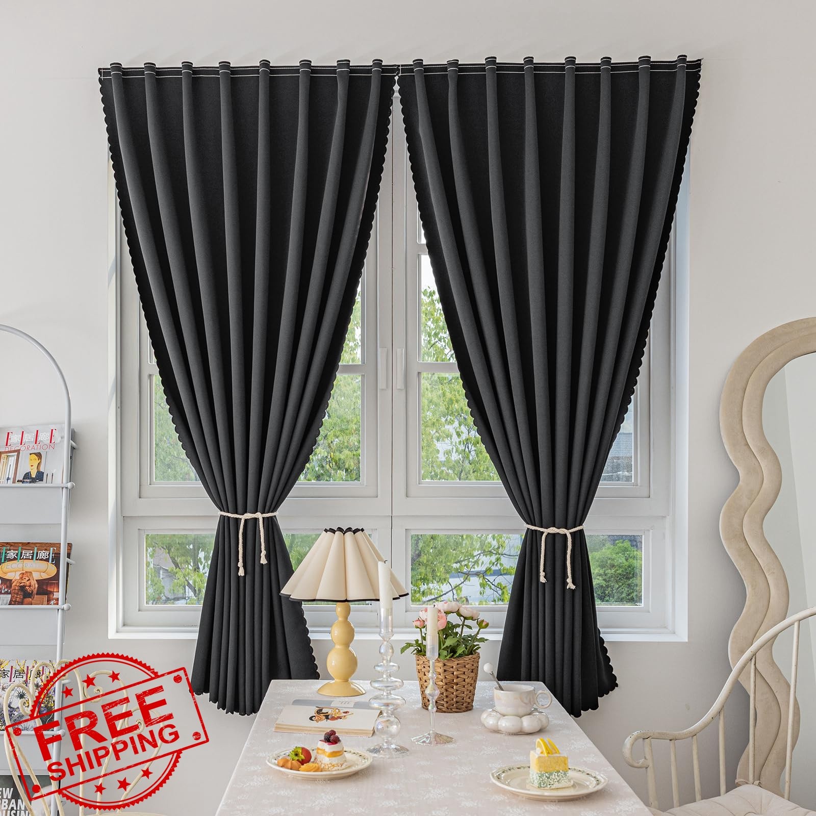Jilron Magic Tape Stick on Curtains Blackout Curtains for Bedroom no Drillng …