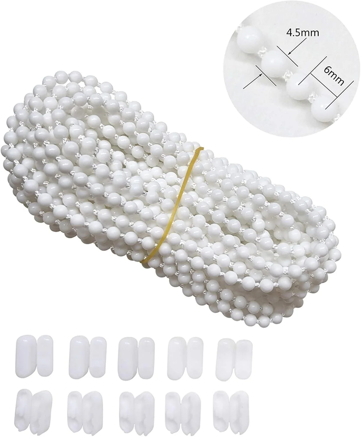 10 Meters Bead Chain Cord with 10 Connectors for Roller Blind Replacement Parts