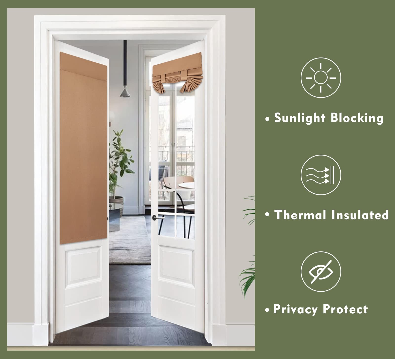 Pi Blackout French Door Curtain 2 Panelsprivacy Thermal Insulated Tie Up Door
