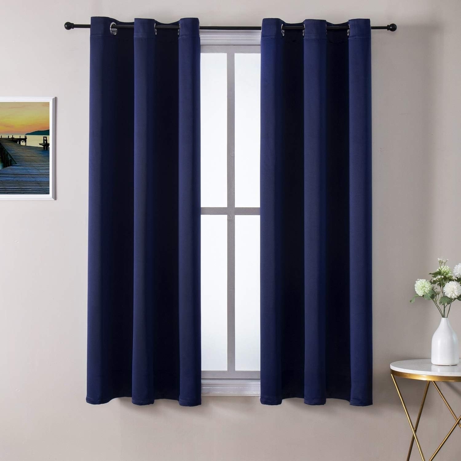 ChrisDowa Grommet Blackout Curtains for Bedroom and Living-2-Panels Set-52×63”