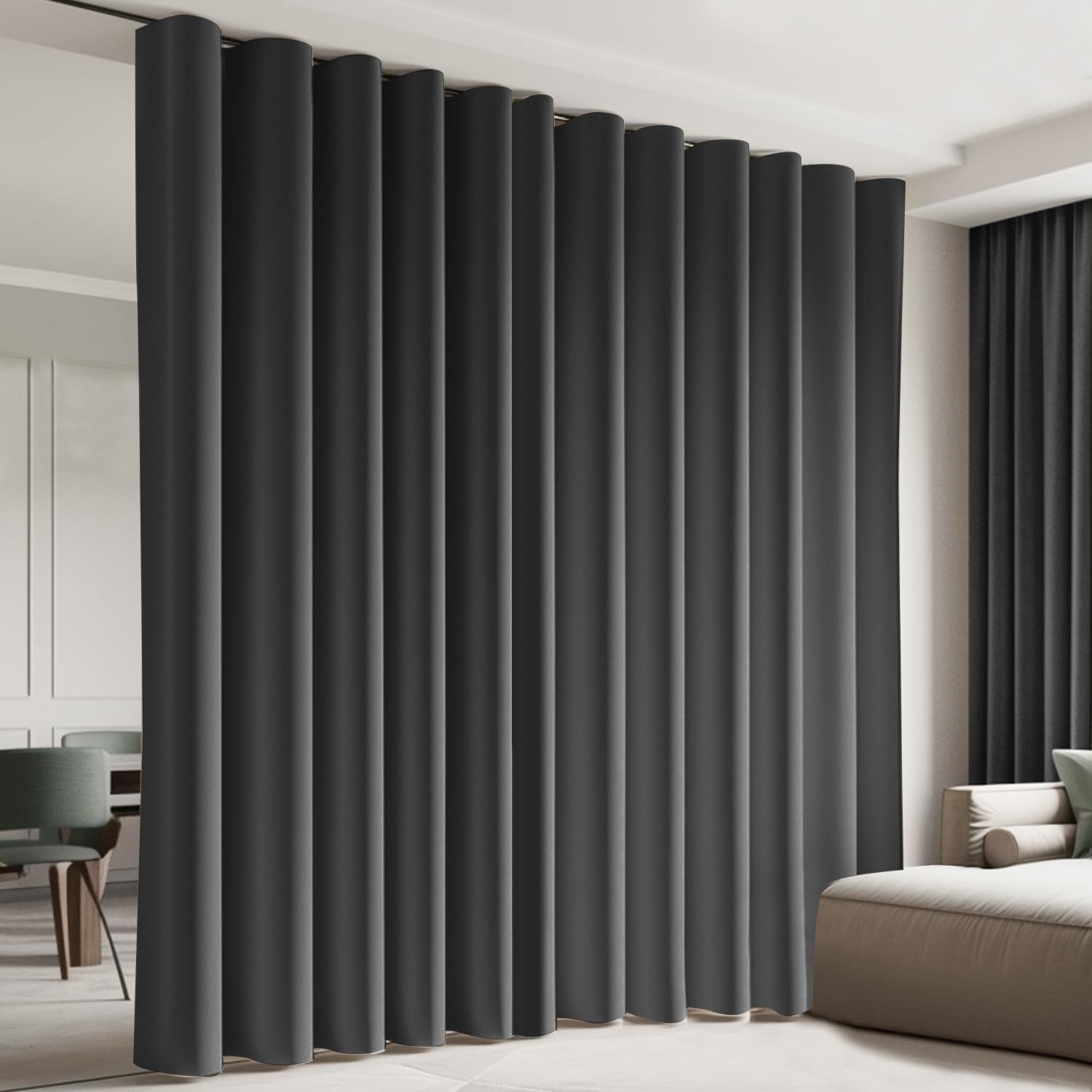 Room Divider Curtains, Blackout Ceiling Track Curtains with Hooks Wall Dividers
