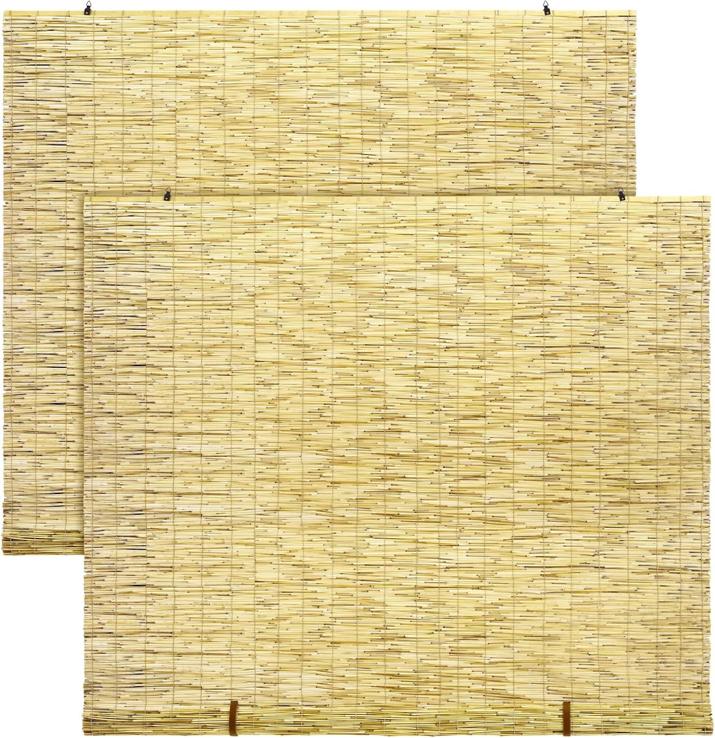 2 Pcs Bamboo Shades Outdoor Reed Roll up Blinds 72″ W x 72″ H Blackout Sunshade