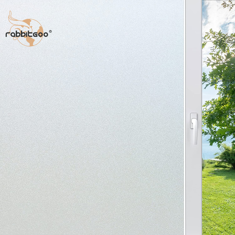 rabbitgoo Privacy Frosted Window Film Matte White Static Cling Sun Blocking