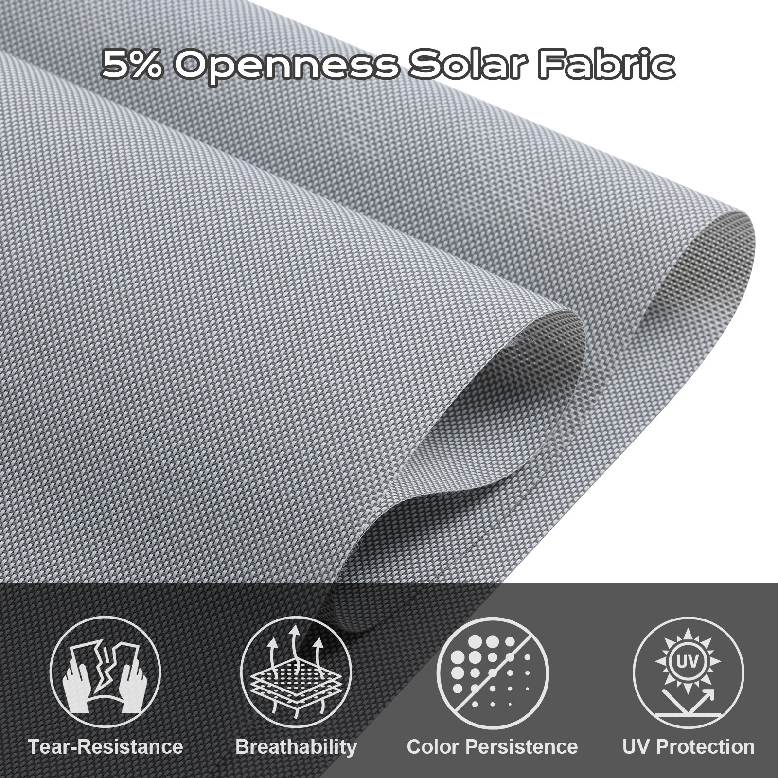 4ft (W) x 8ft (H) Outdoor Roller Shades 5% Openness Cordless Sun Roll up Shade