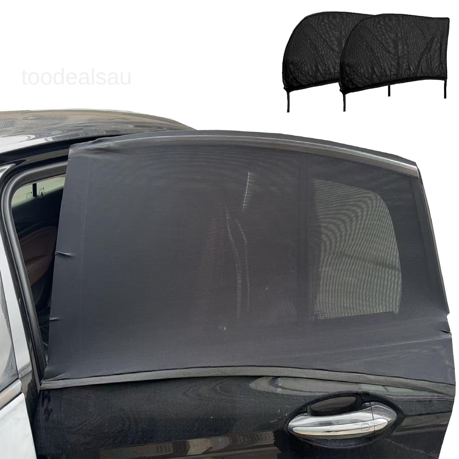 Car Rear Window Screens for Side Windows, 2 Pack Black