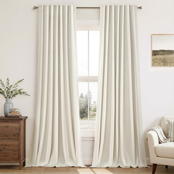 Linen Curtains for Living Room Farmhouse Rod Pocket Light Filtering Window…171