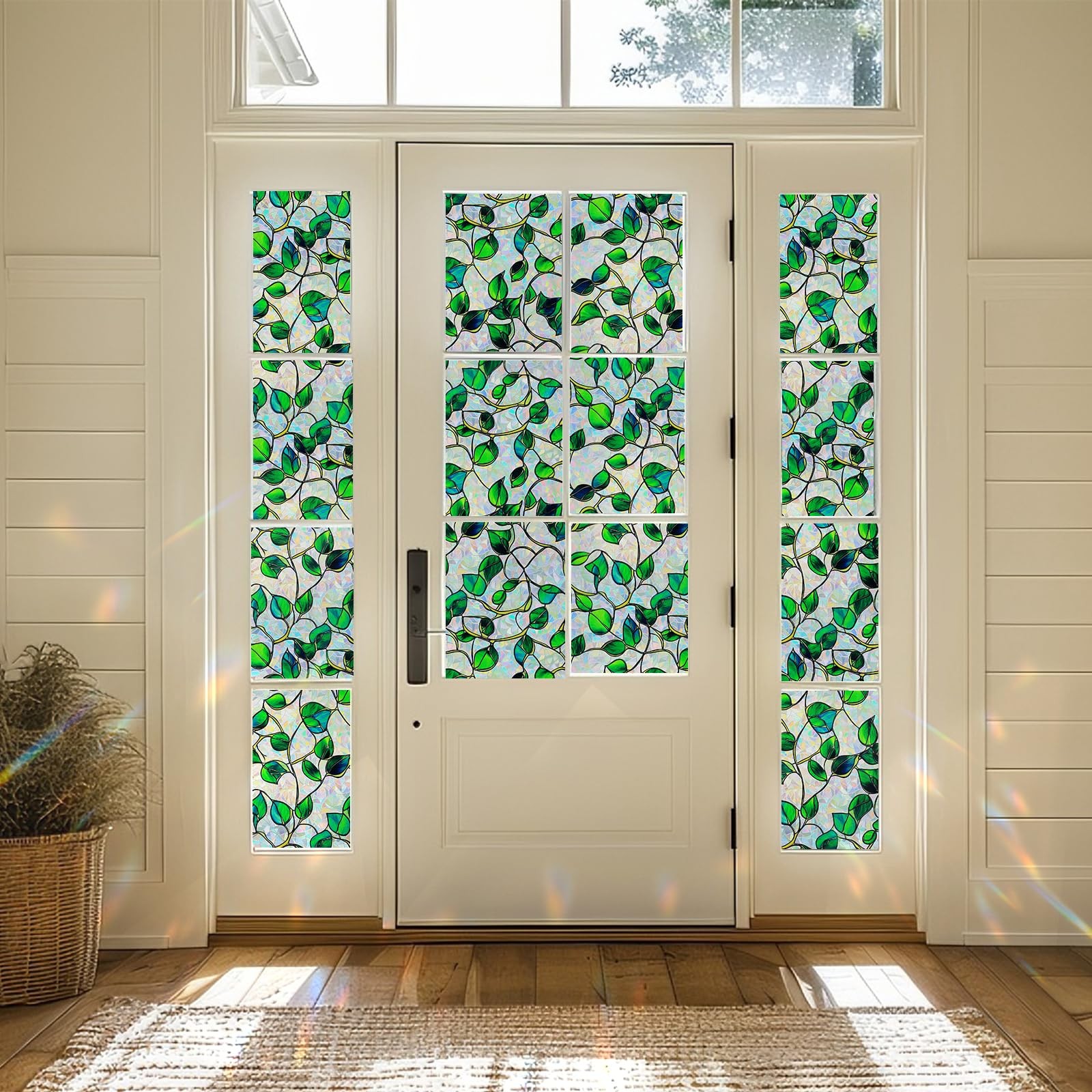 Window Privacy Film Stained Glass Decorative Static Clings Rainbow Window Tint