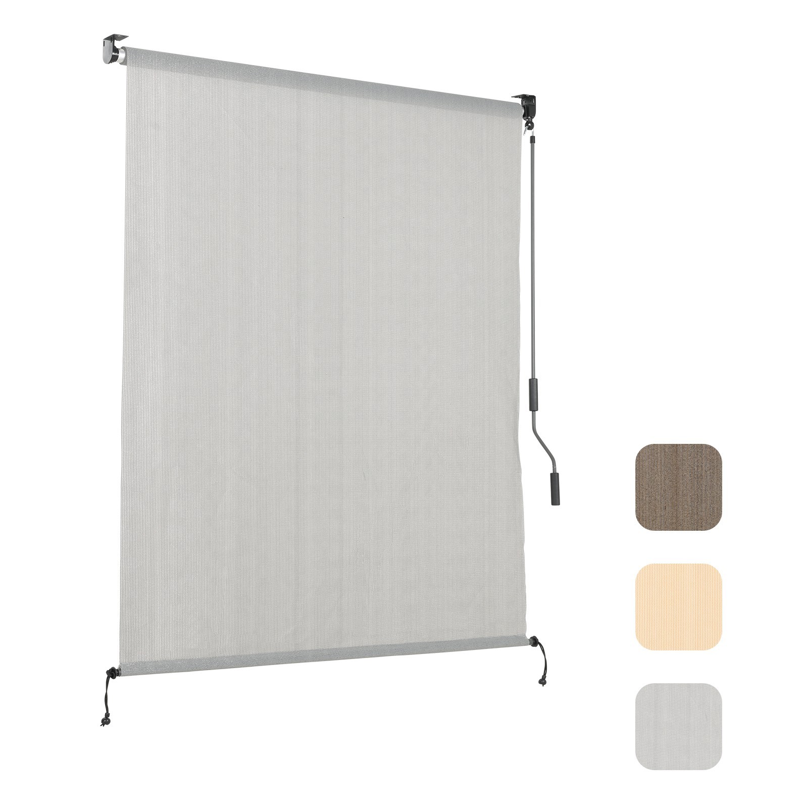 Patio Roller Shade HDPE Fabric Outdoor Cordless Roll Up Shade for Porch Gray