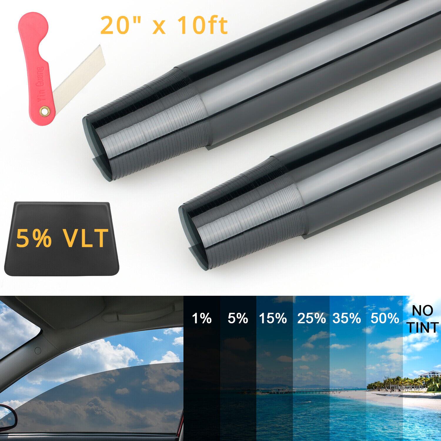 20″ x 10ft Uncut Roll Window Tint Film UV Block For Car Home Office Glass USA